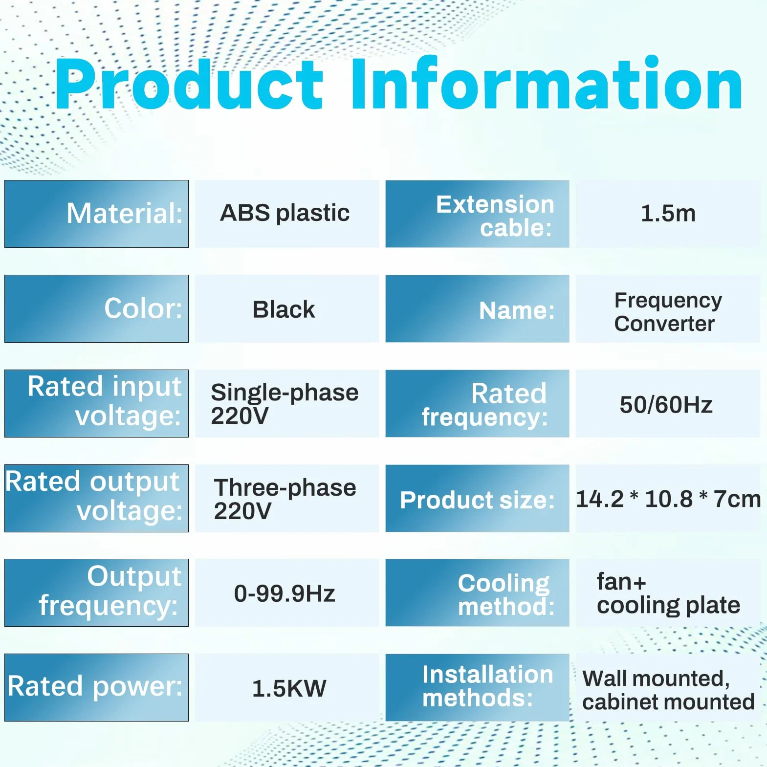 1.5KW Inverter per motori trifase 220V Ingresso monofase 220v Uscita trifase 220 Variatore di frequenza VFD quadro elettrico rimovibile modello V3-215EE (con cavo di prolunga da 1,5m)