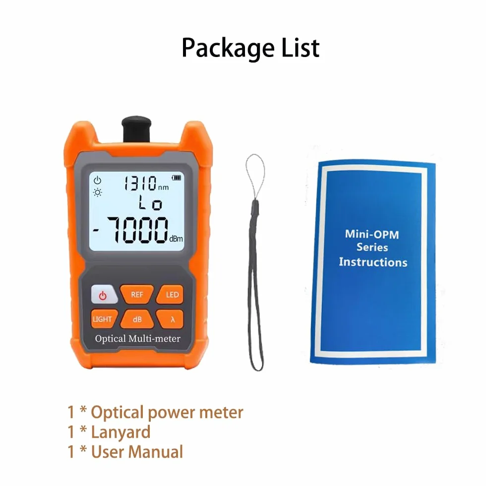 Misuratore di potenza in fibra ottica FTTH -70 dBm a +6 dBm, Tester cavo portatile FC/SC/ST interfaccia universale, 8 lunghezze d'onda