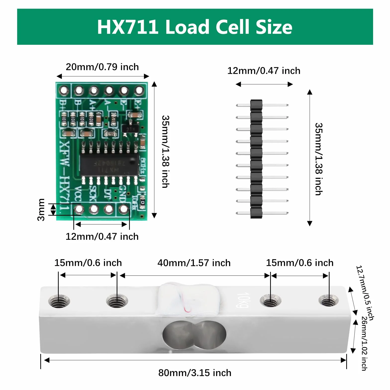 Binghe 10KG Celle di carico di piccole dimensioni con Modulo amplificatore HX711 AD Per bilance elettroniche da cucina portatili Compatibile con Arduino