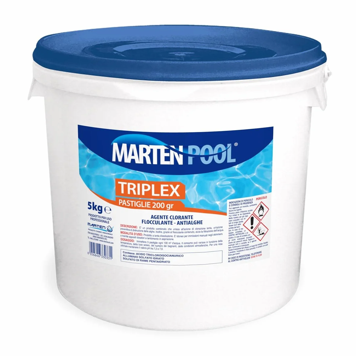 MARTEN Triplex pastiglie 200 – 10kg Disinfettante clorato a lenta dissoluzione