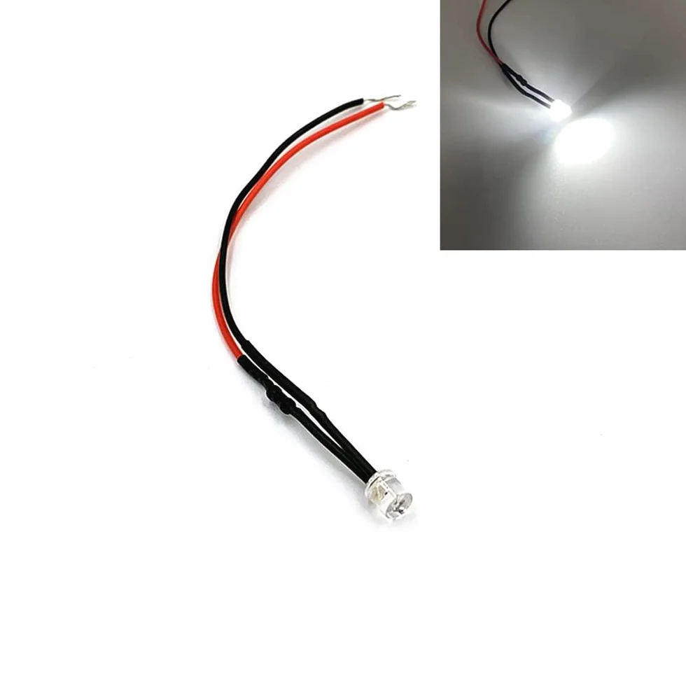 10 pezzi 5mm Lampadine a Diodi LED Pre-Cablati Piatti a Angolo Largo Ultra Luminosi 3V 5V6V 9V 12V 24V 36V 48V 110V 220V (Colore: Bianco, Dimensione: 5V6V)