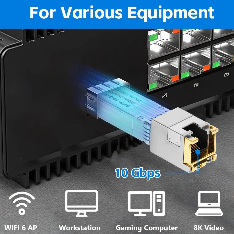 Modulo SFP+ 10GBase-T RJ45 30m Copper Transceiver Compatibile Cisco Ubiquiti Mikrotik Netgear TP-Link