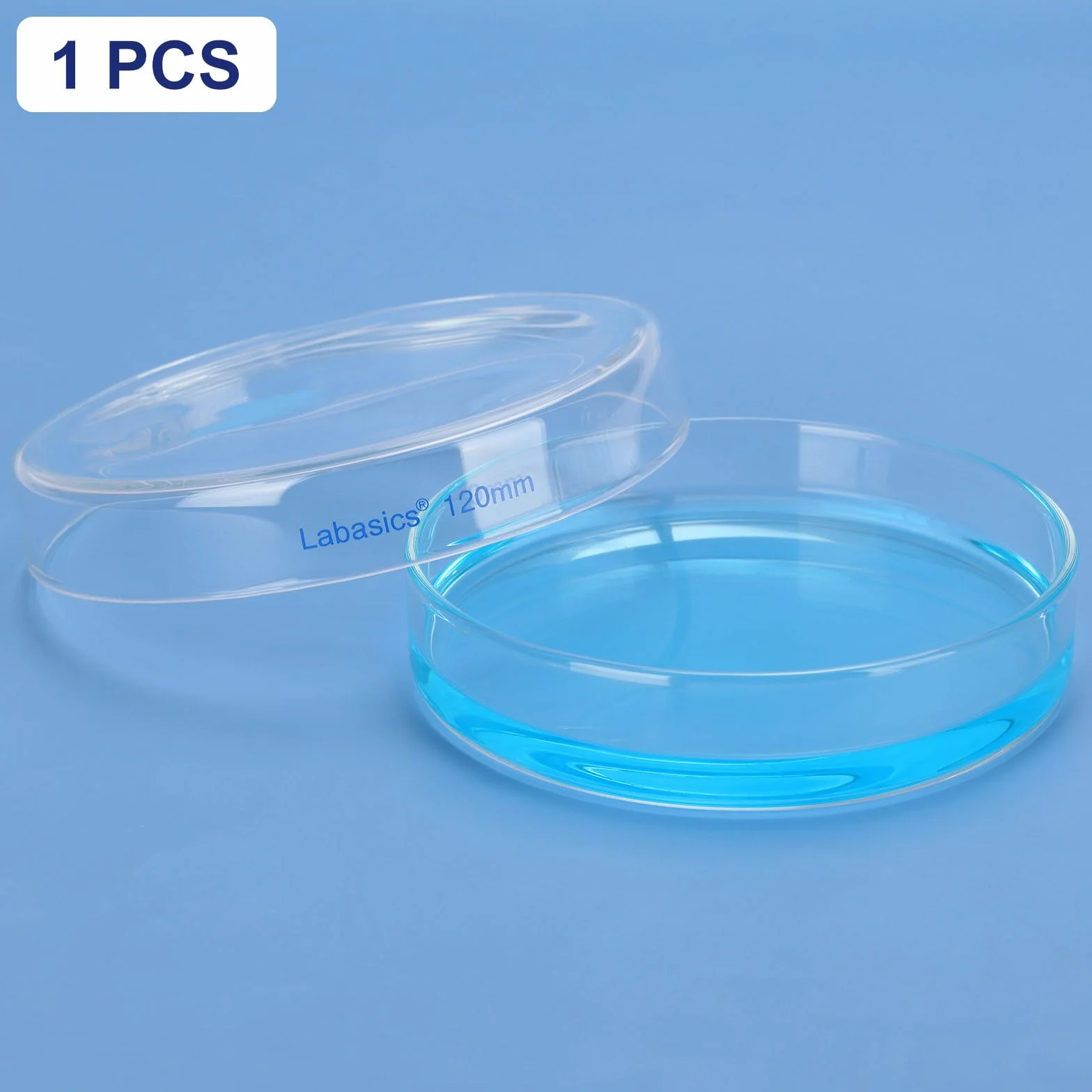 Labasics Piastra Petri con Coperchio, Vetro Borosilicato, Alta Trasparenza per Uso di Laboratorio, Ideale per Esperimenti Scientifici, Diametro 120 mm, 1 Pezzo