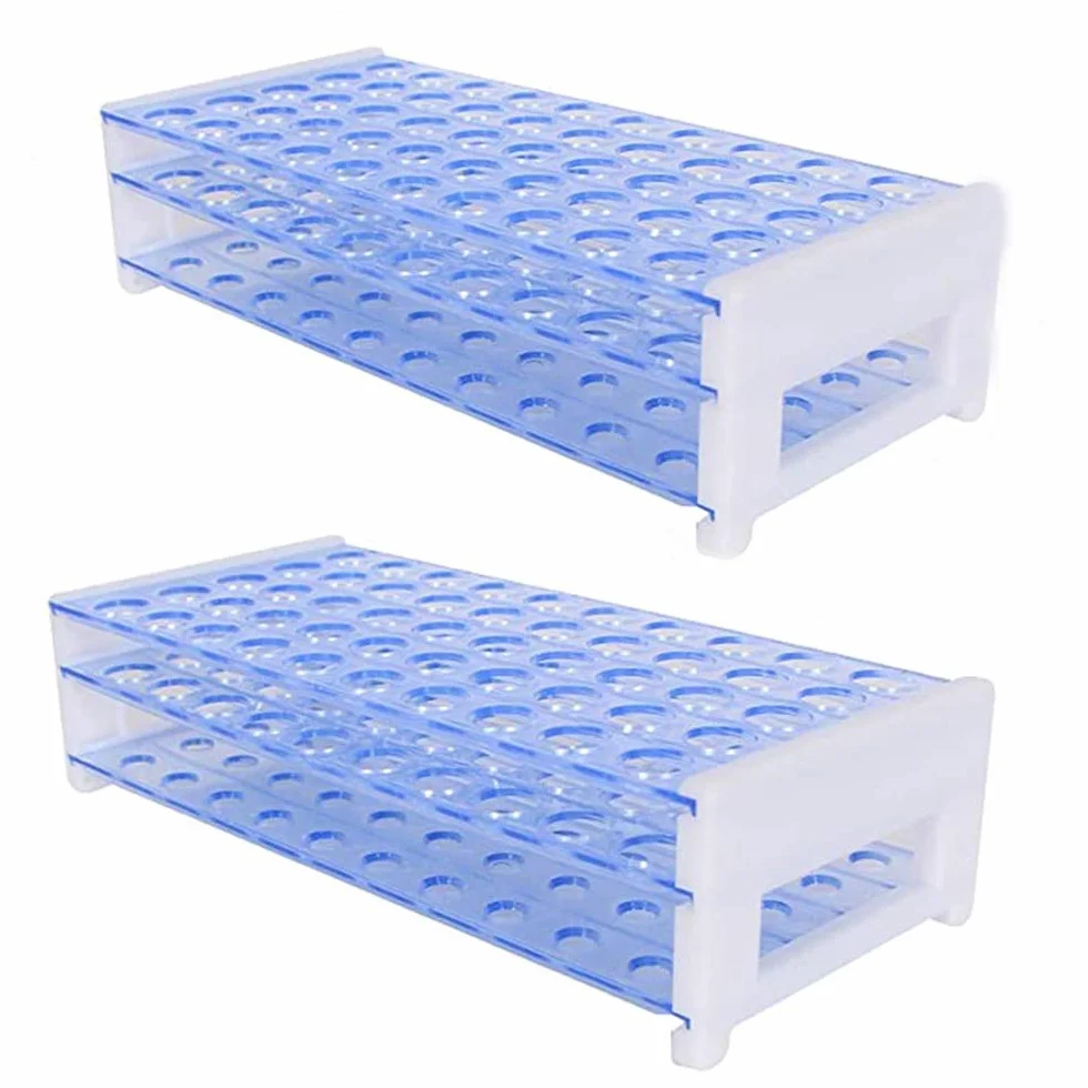 Rack per Provette, 2Pcs Supporto per Provette a 3 Livelli, Porta Provette, Supporto Provette, Rack del Tubo Della Centrifuga per le Forniture di Chimica Della Scuola, 16mm 50 Posti