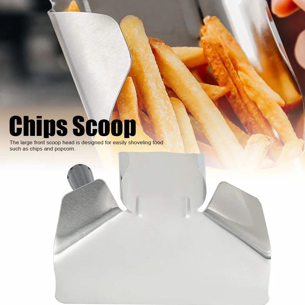 Paletta per Bagger di Patatine Fritte e Popcorn Paletta Pala Chip Scoop con Manico 19,6 x 22,7 x 8,7 cm In Acciaio Inossidabile