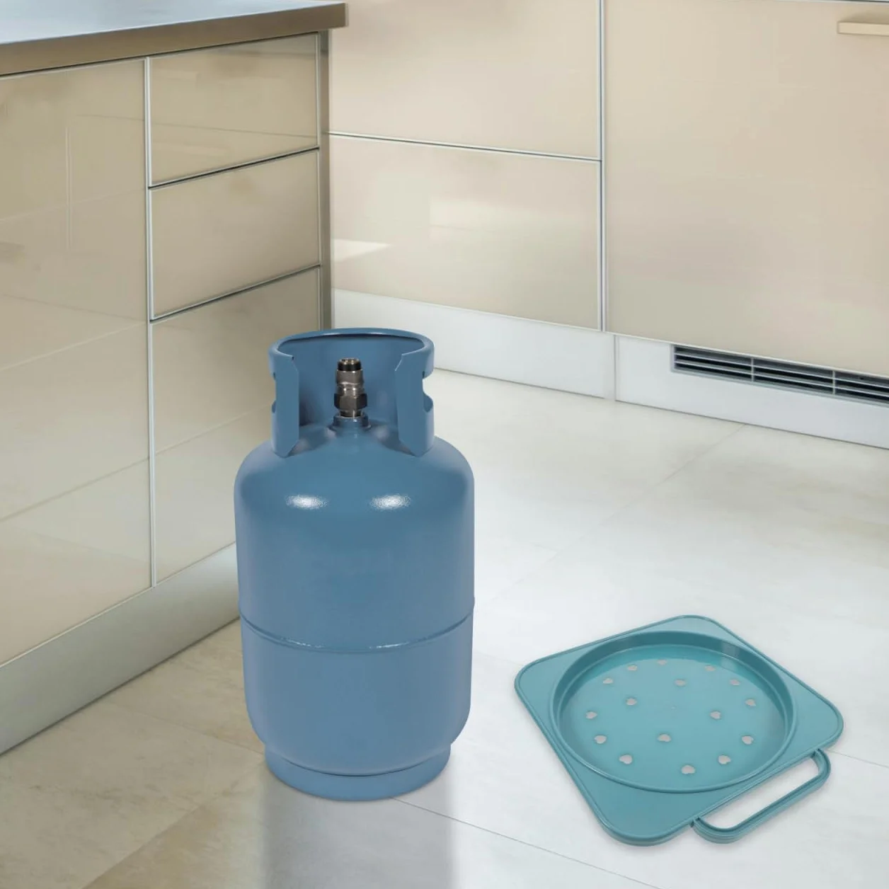 Supporto per Bombola Gas con Ruote e Maniglia in Pp Base Mobile per Bombola di Gas per Uso Cucina Facile da Spostare e Stabile