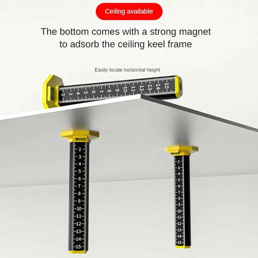 2 righelli di altezza per piastrelle da soffitto e pavimento, righello di misurazione con base magnetica, righello di misurazione per soffitto sospeso