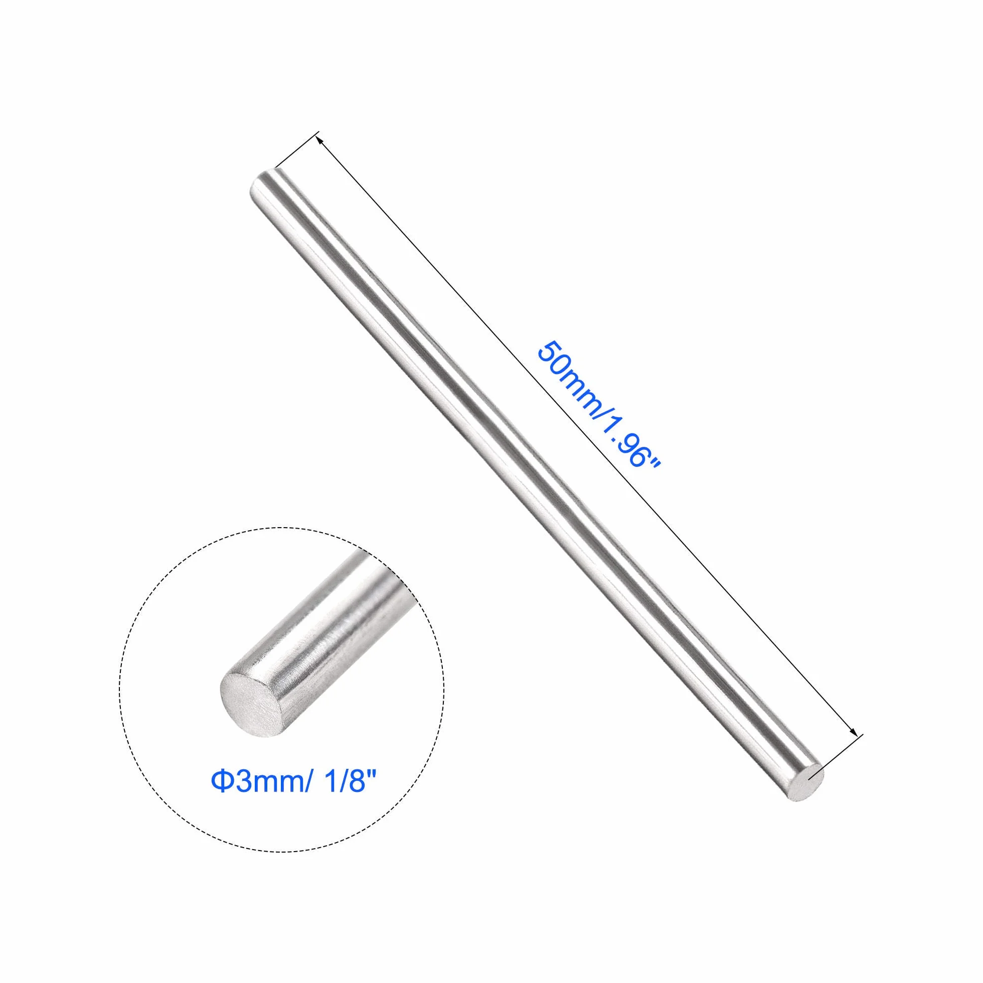 Unifizz Asta rotonda in acciaio inox 304 3 mm x 50 mm 10 pezzi