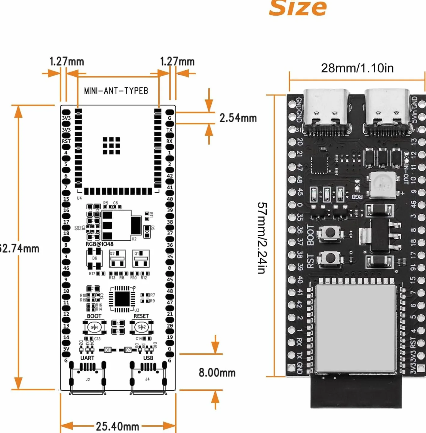 Scheda di sviluppo ESP32-S3 WROOM-1-N16R8 per ESP-DevKitC-S3 con Wi-Fi dual-mode e Bluetooth Type-C