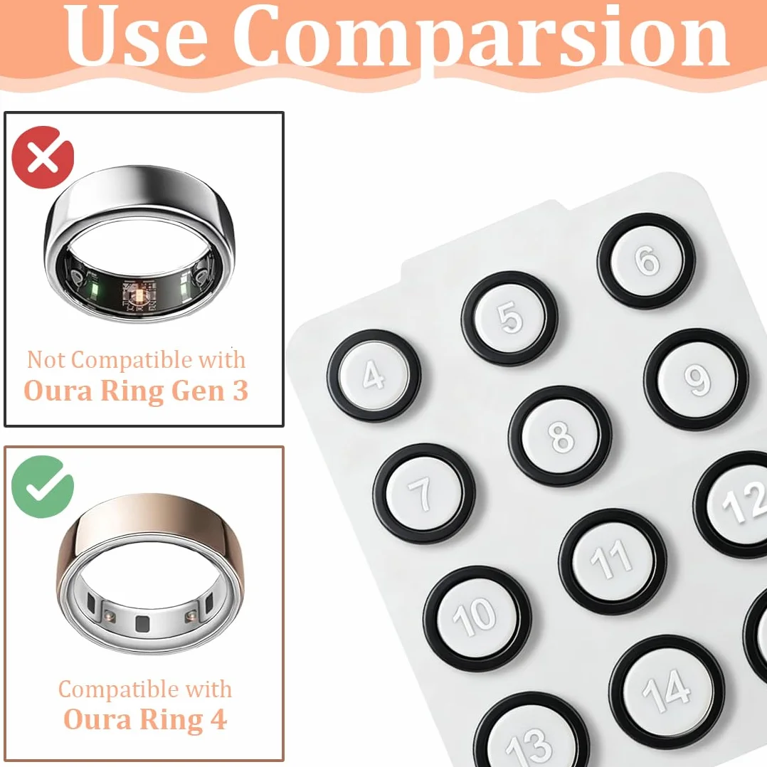 Kit di misurazione dell'anello da 12 pezzi, strumenti di misurazione dell'anello nero