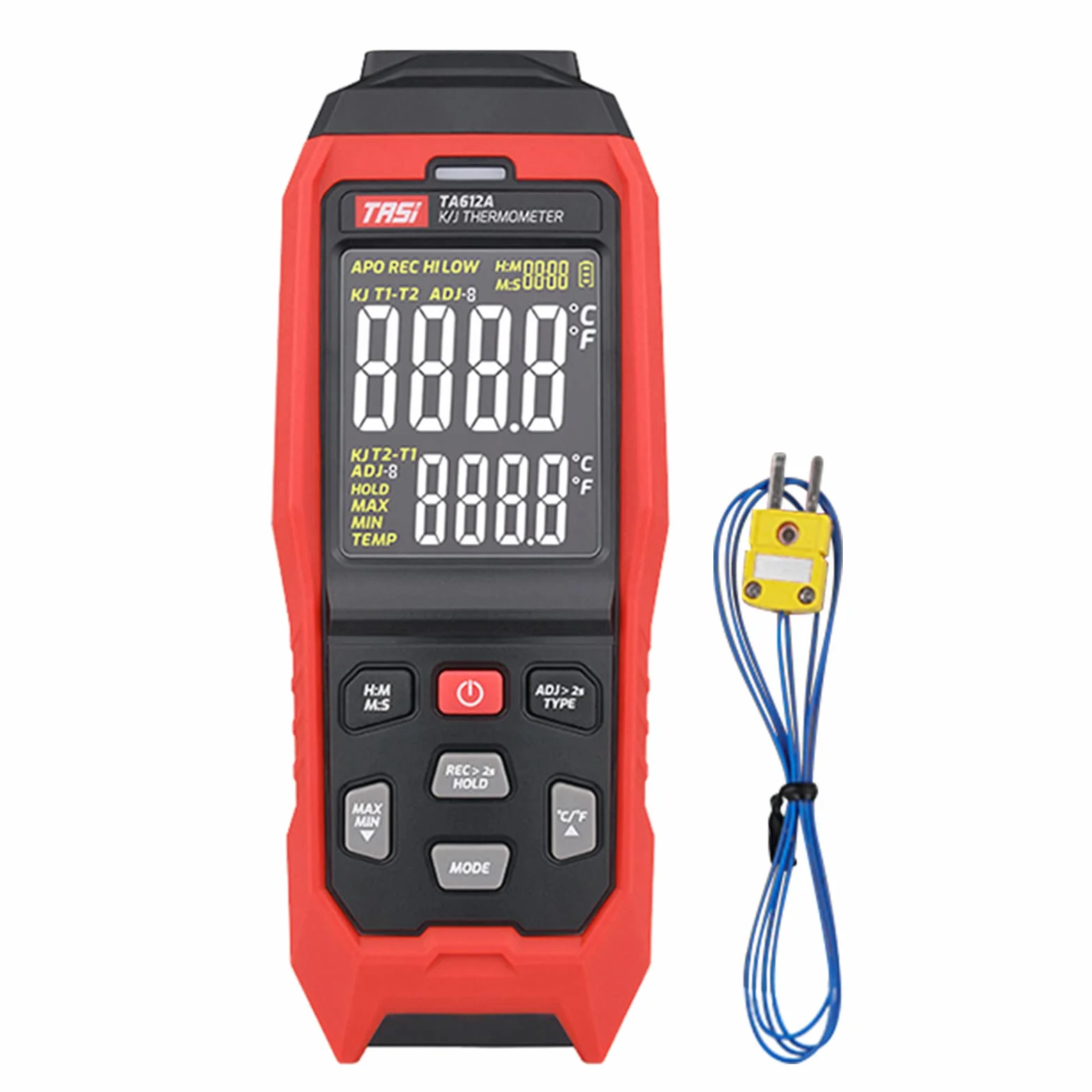 Termometro a termocoppia tipo K/J 4 canali -200~1372℃ alta precisione con USB e allarme