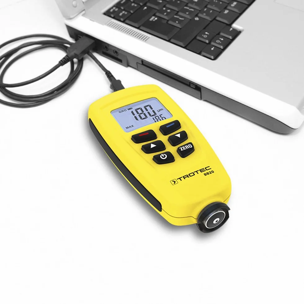 TROTEC BB20 Misuratore di Spessore del Rivestimento 0-1250 µm Memoria 400 Misurazioni USB