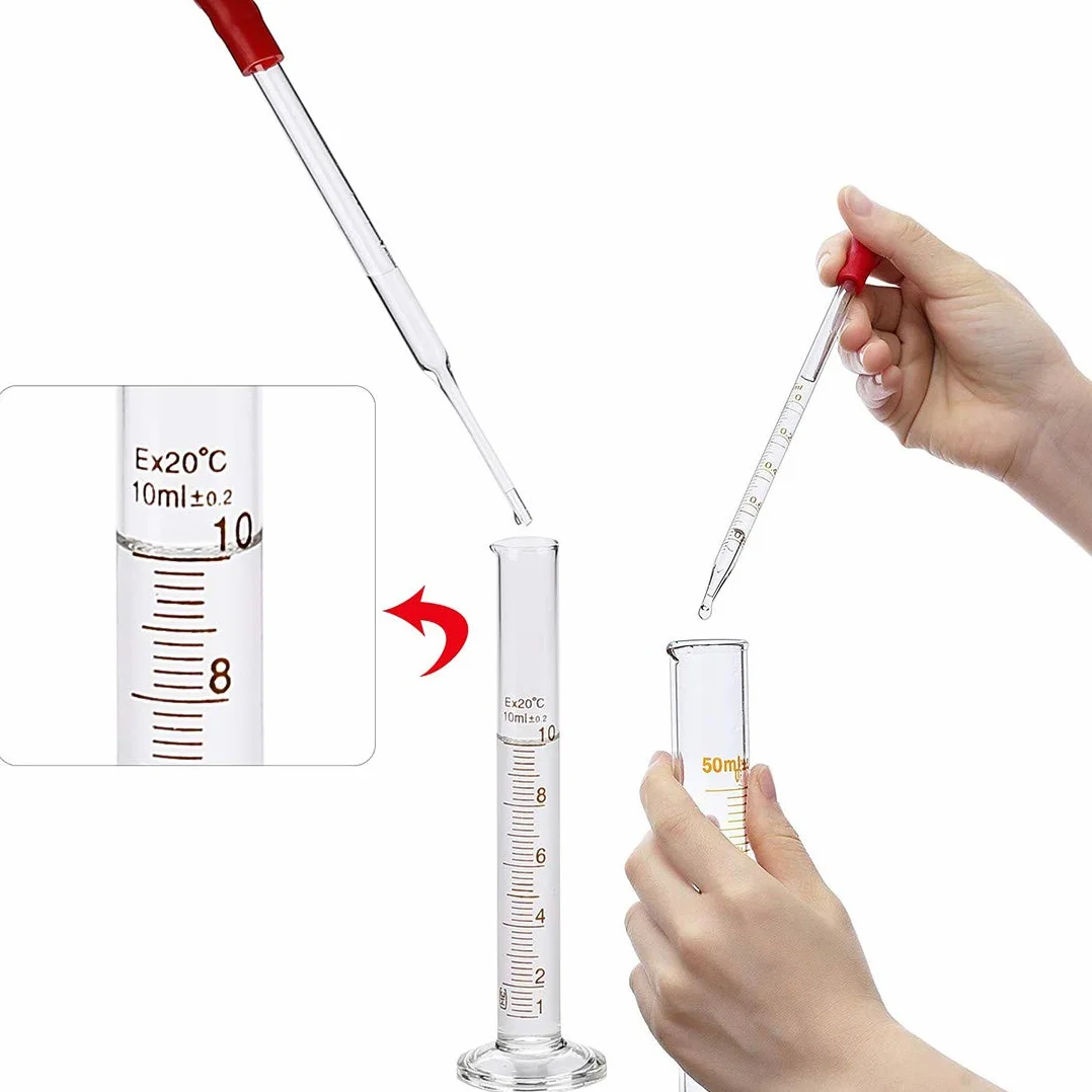JESSTOLO 50ml Erlenmeyer Becher Cilindro Graduato Vetro Borosilicato con Contagocce Spazzolini Barra Agitazione