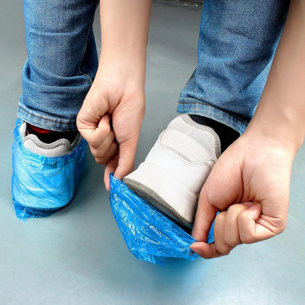 Copriscarpe usa e getta 200 pz in plastica blu resistente alla polvere