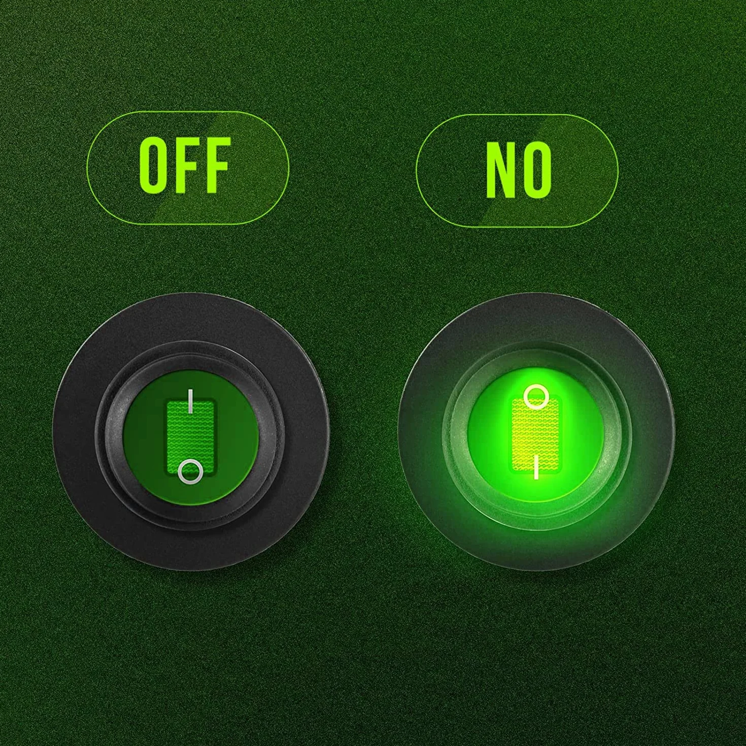 Gebildet Interruttore a Levetta LED Verde Impermeabile con Guscio Rotondo 3Pin 12DC-20A/24VDC-10A per Auto Camion Interruttore a Bilanciere Acceso/Spento -2Pack