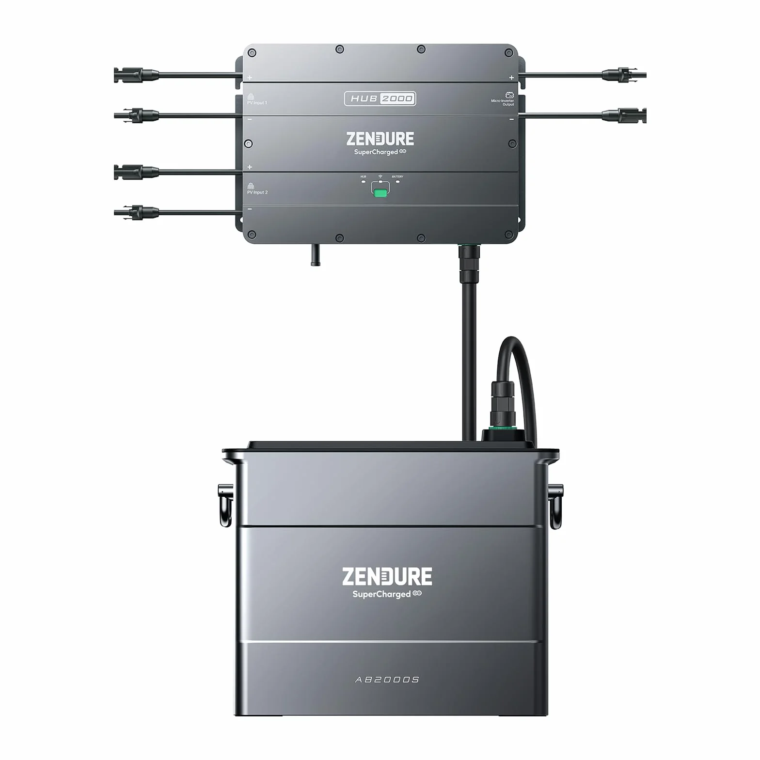 Zendure SolarFlow, stazione elettrica per balcone, HUB 2000 con ingresso solare 1800 W, AB2000X con capacità 1920Wh, capacità espandibile 7680Wh, uscita 1200 W, installazione facile, IP65, 0 dB, APP