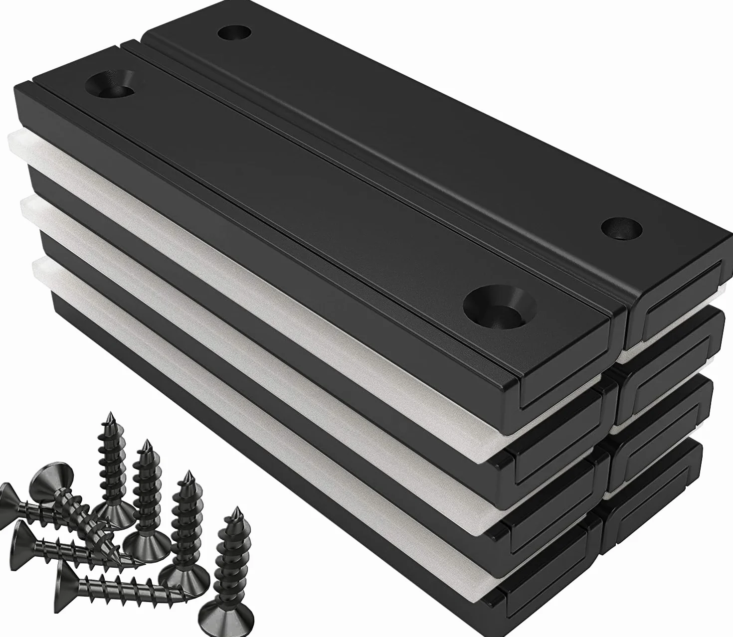Magnetpro 8 pezzi magneti rettangolari 30 KG forza 60x13.5x5 mm Rivestimento epossidico nero resistenza alla ruggine ultra potenza, adatto per l'area esterna, il magnete a vaso industriale con viti