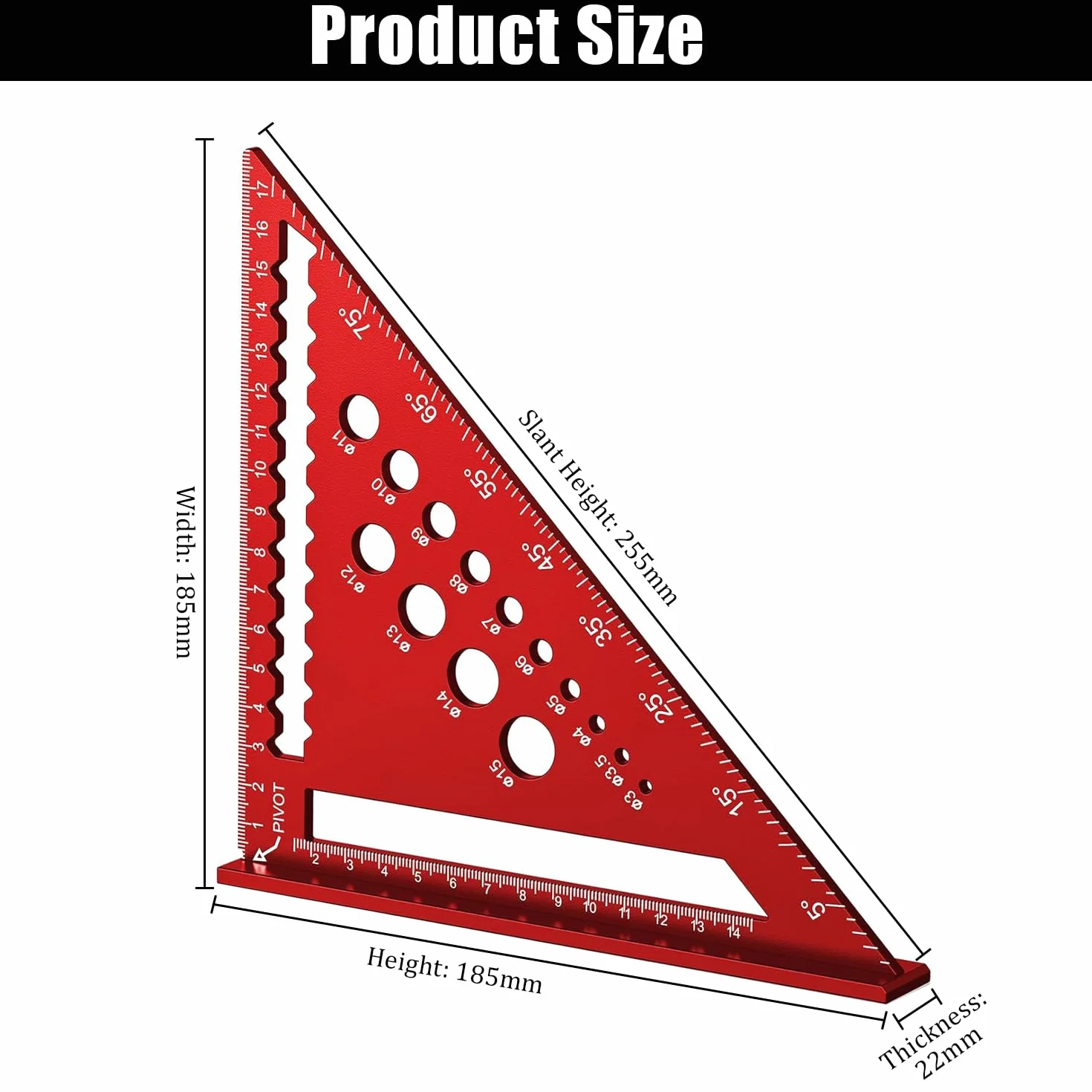 Righello Triangolare Metrico 17,8 cm Lega di Alluminio per Marcatura Angolare
