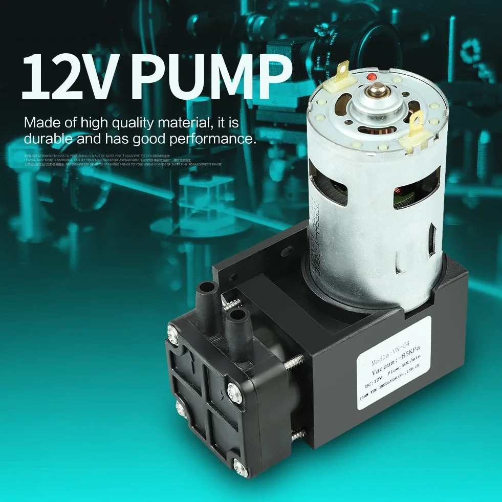Pompa per vuoto, DC12V 42W Mini piccola pompa per vuoto Oilless -85KPa Flow 40L / min, Mini pompa per aria