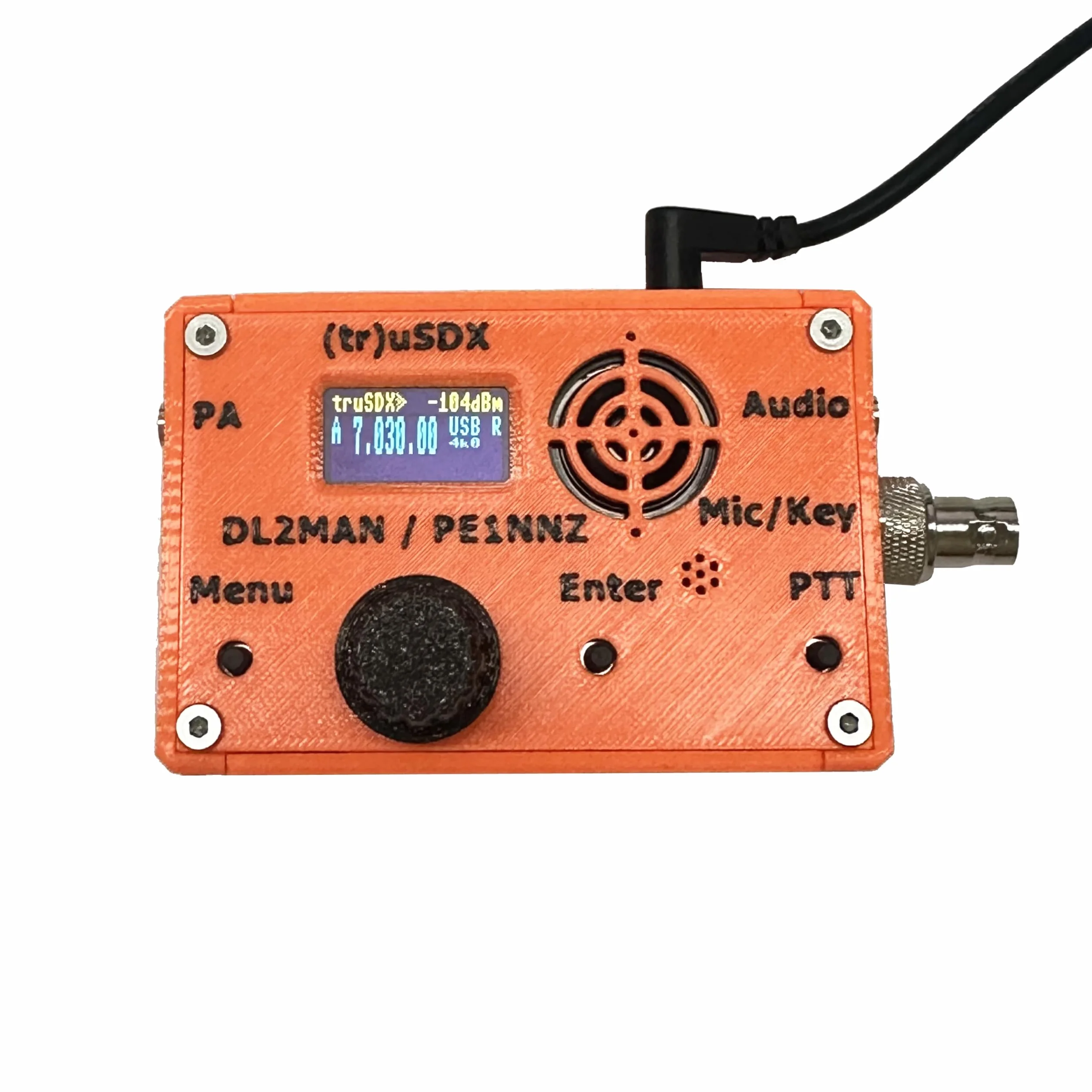 Ricetrasmettitore QRP 5-Band usdx PE1NNZ DL2MAN custodia arancione stampa 3D