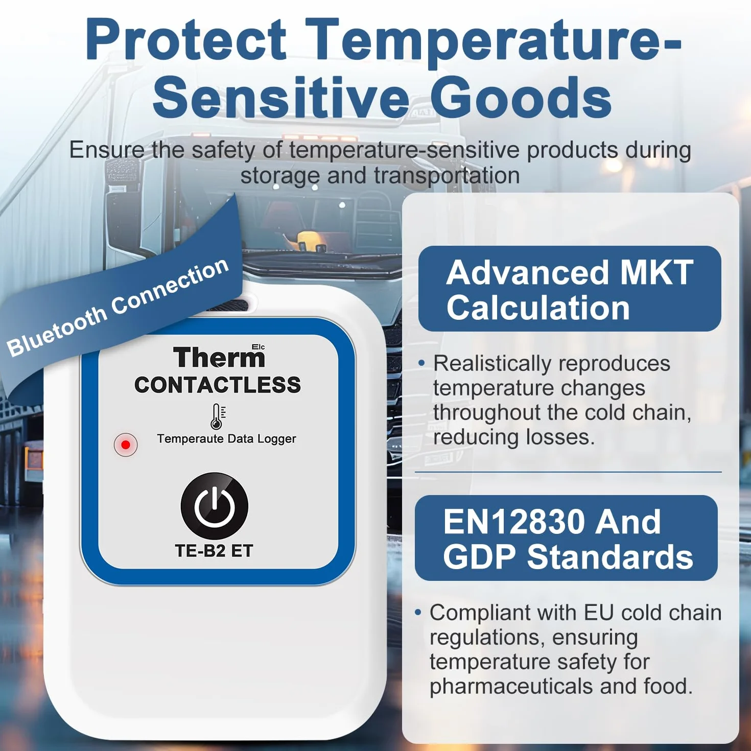 ThermElc TE-B2 Rejestrator danych temperatury bezprzewodowy EN12830 monitor lodówki aptecznej MKT