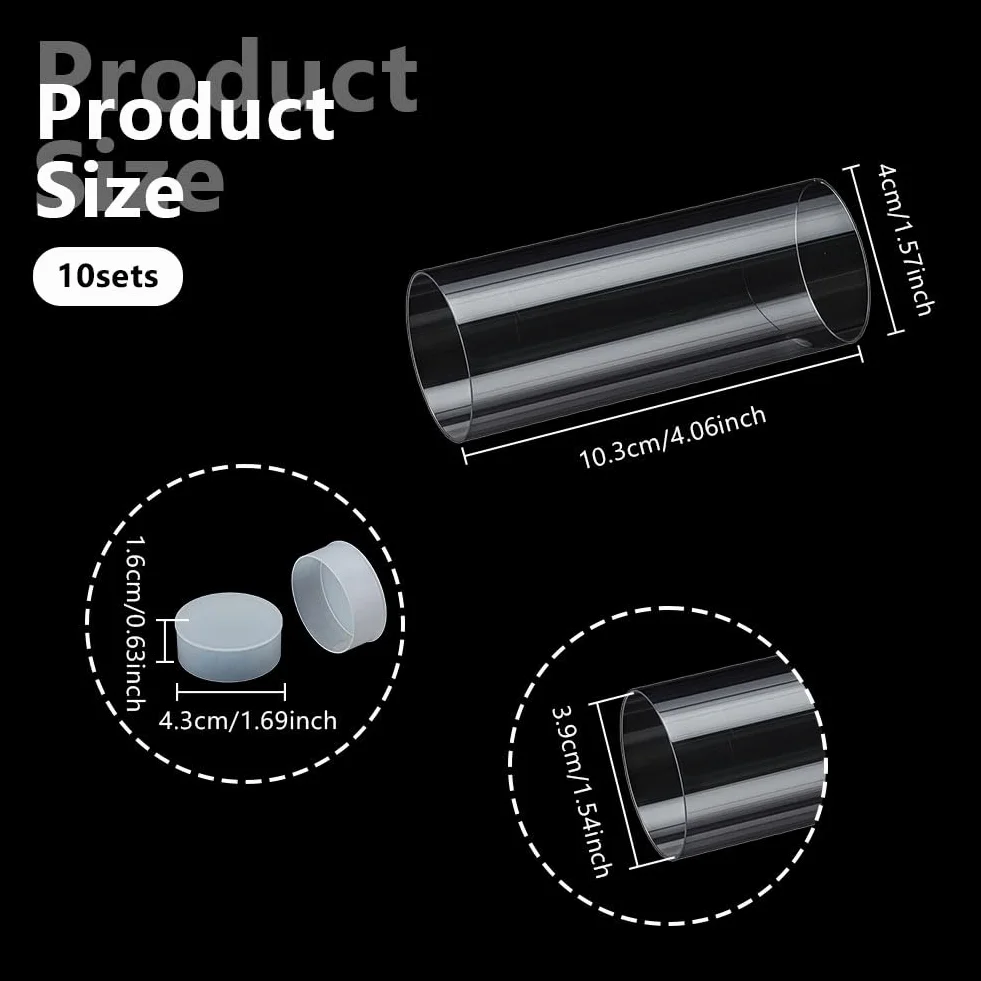OLYCRAFT 10 Set Tubi di Plastica Trasparenti 40x103mm con Coperchio per Perline Sali da Bagno