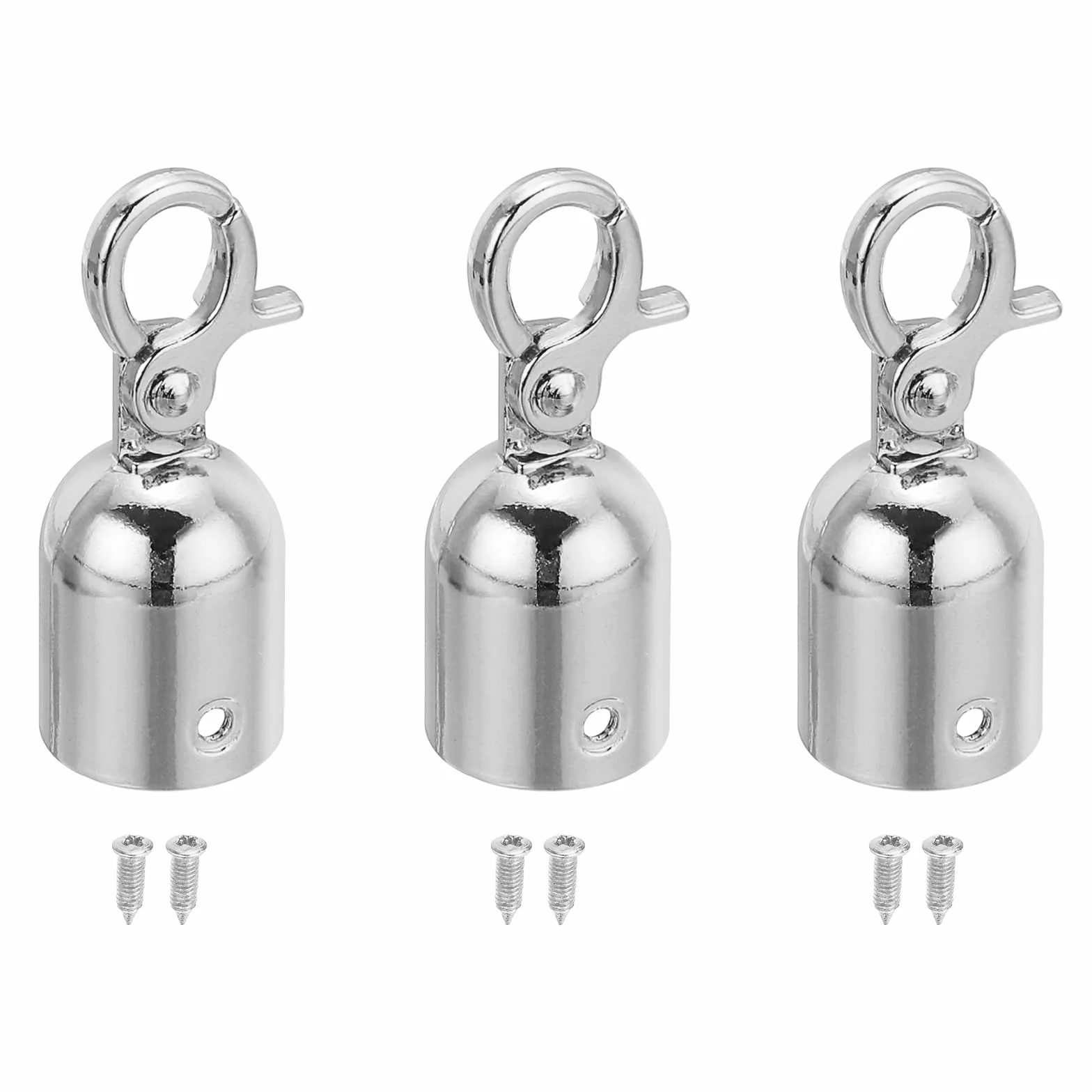 PATIKIL 20x50mm Fermacorda Per Paletti, 3Pz Corde in Velluto Ganci Baccello Per Estremità Corda Barriere Ganci Scatto Transenne Delimitazione Per Controllo Folla Divisori Coda, Argento