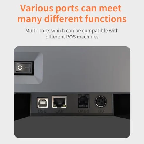 Stampante Termica per Ricevute,80mm Stampa Termica Diretta Desktop Connessione USB+LAN Alta velocità con Taglierina Automatica Cestino Carta di Grandi Dimensioni Supporto ESC/POS per
