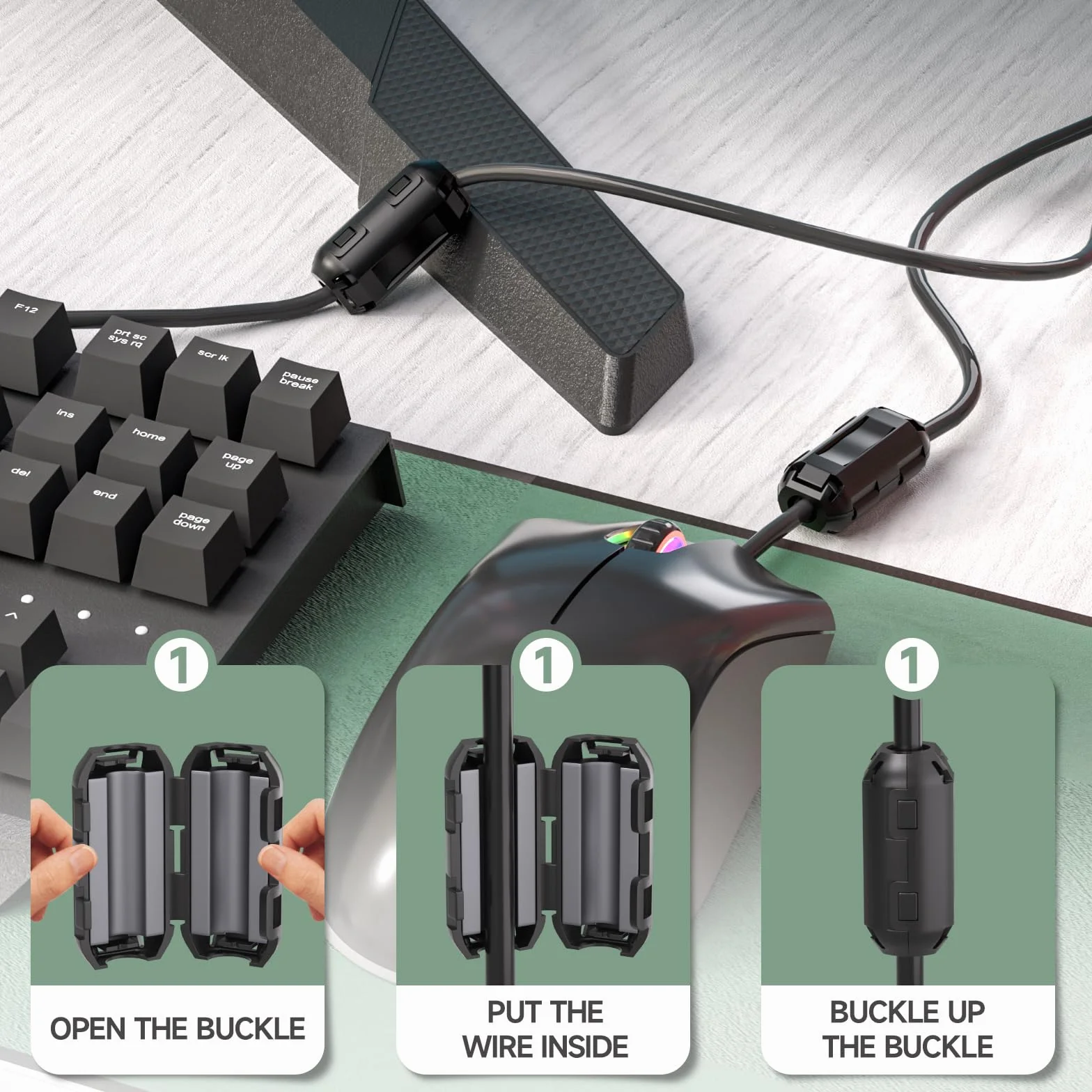 Anello di ferrite Clip-on EMI Noise Suppressor 7 mm per cavi USB audio video alimentazione