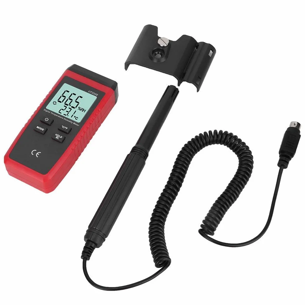 UT333S Termometro Digitale Portatile Alta Precisione Misuratore di Umidità con Sonda a Molla Retrattile