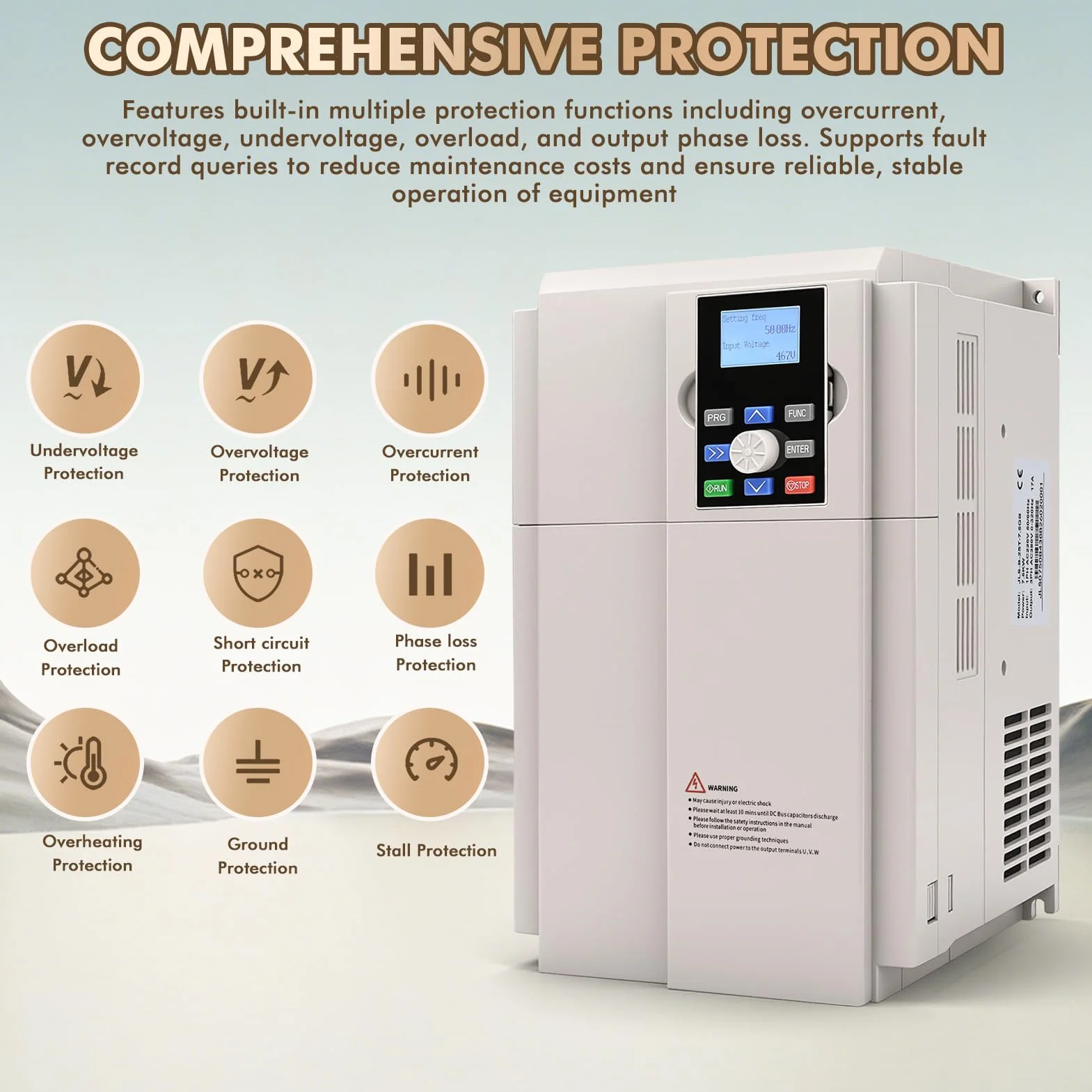 Inverter 220v a 380v Professionale, VFD 7.5KW 220V Ingresso monofase 380V Uscita trifase Convertitore di frequenza 50/60Hz, Azionamento a frequenza variabile per Controllo Velocità CNC Motore Mandrino