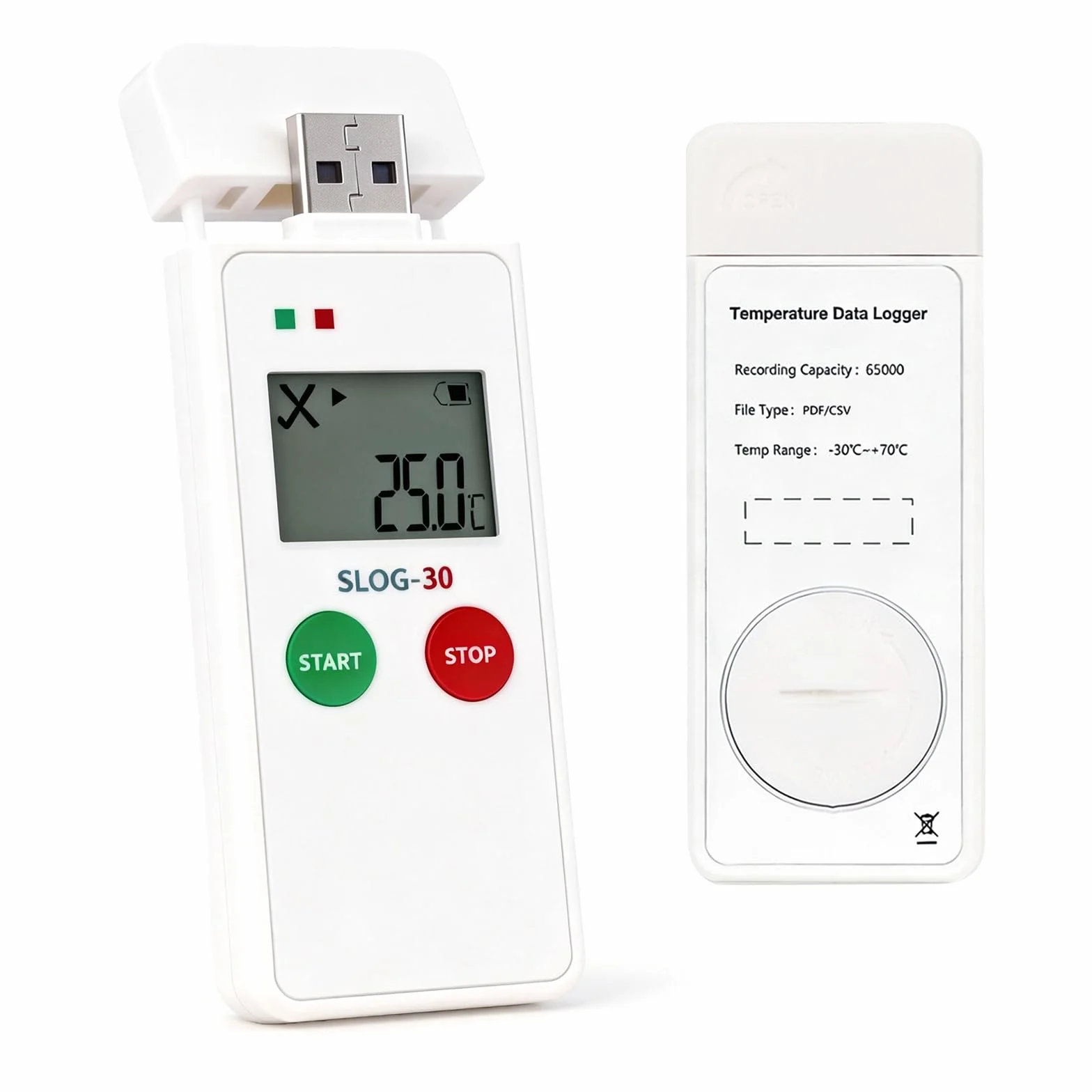 Registratore di temperatura USB digitale 65000 punti, logger con grande schermo LCD e rapporti PDF