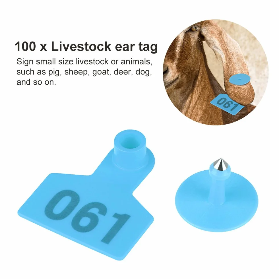 100 pz/Set Marchi Auricolari 1-100 Numero plastica Marchio Auricolare Bestiame bovino Mucca Marchio Auricolare Marchio Animale per capre suini maiali Mucche bovini Vitello