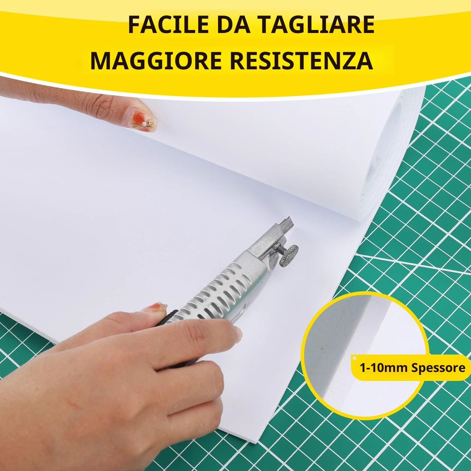 Eva Foam Bianca 1mm 34x124.5cm Alta Densità 86kg/m3 per Cosplay Fai da Te
