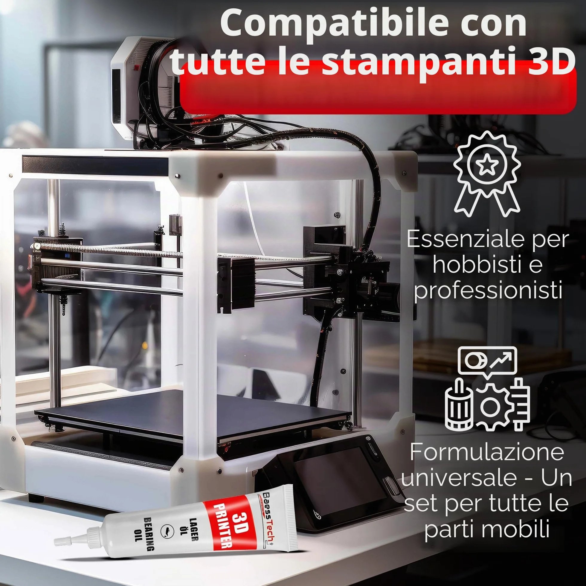 Set di accessori per lubrificanti per stampanti 3D e olio per la manutenzione professionale - Olio per mandrino per ottimizzare la stampa e ridurre il rumore - Lubrificante per stampa 3D, 30