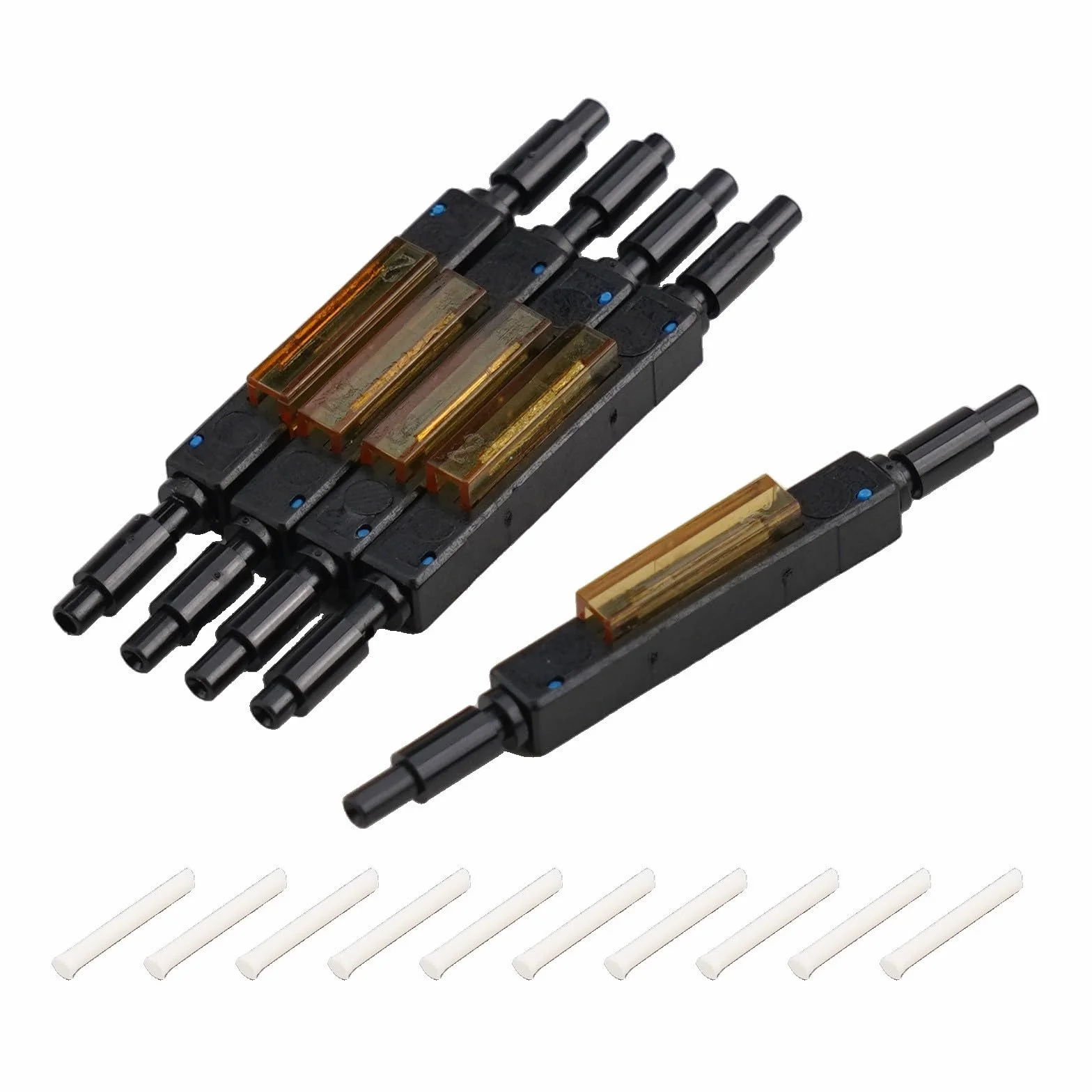Adattatore meccanico per connettori rapidi in fibra ottica, connettore per cavo a goccia per strumento di installazione FTTH, adattatore per fibra da 0,25 mm e 0,9 mm con (5 pezzi)