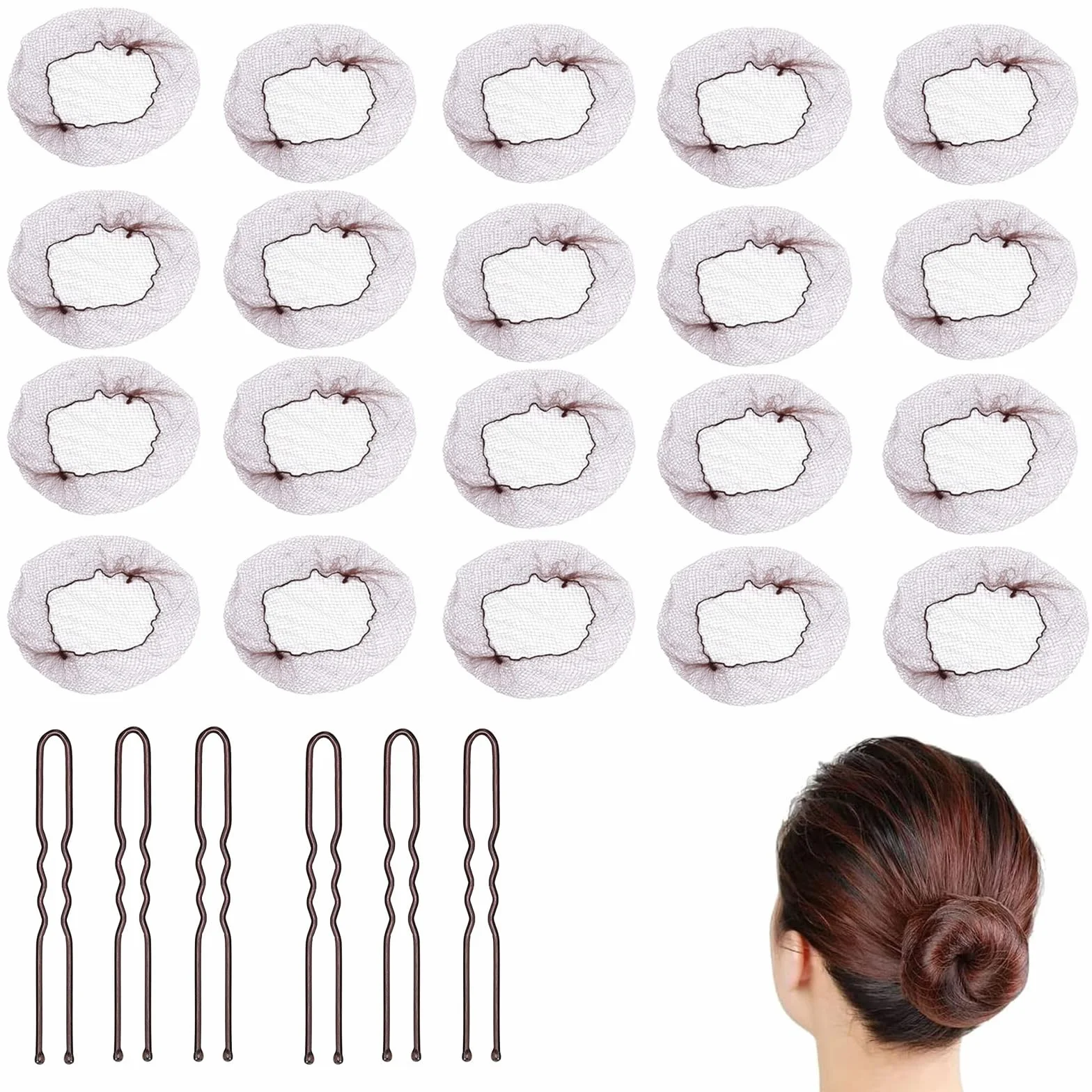 Retine per Capelli Invisibili 25 Pezzi con 30 Forcine Forma U per Chignon e Parrucche