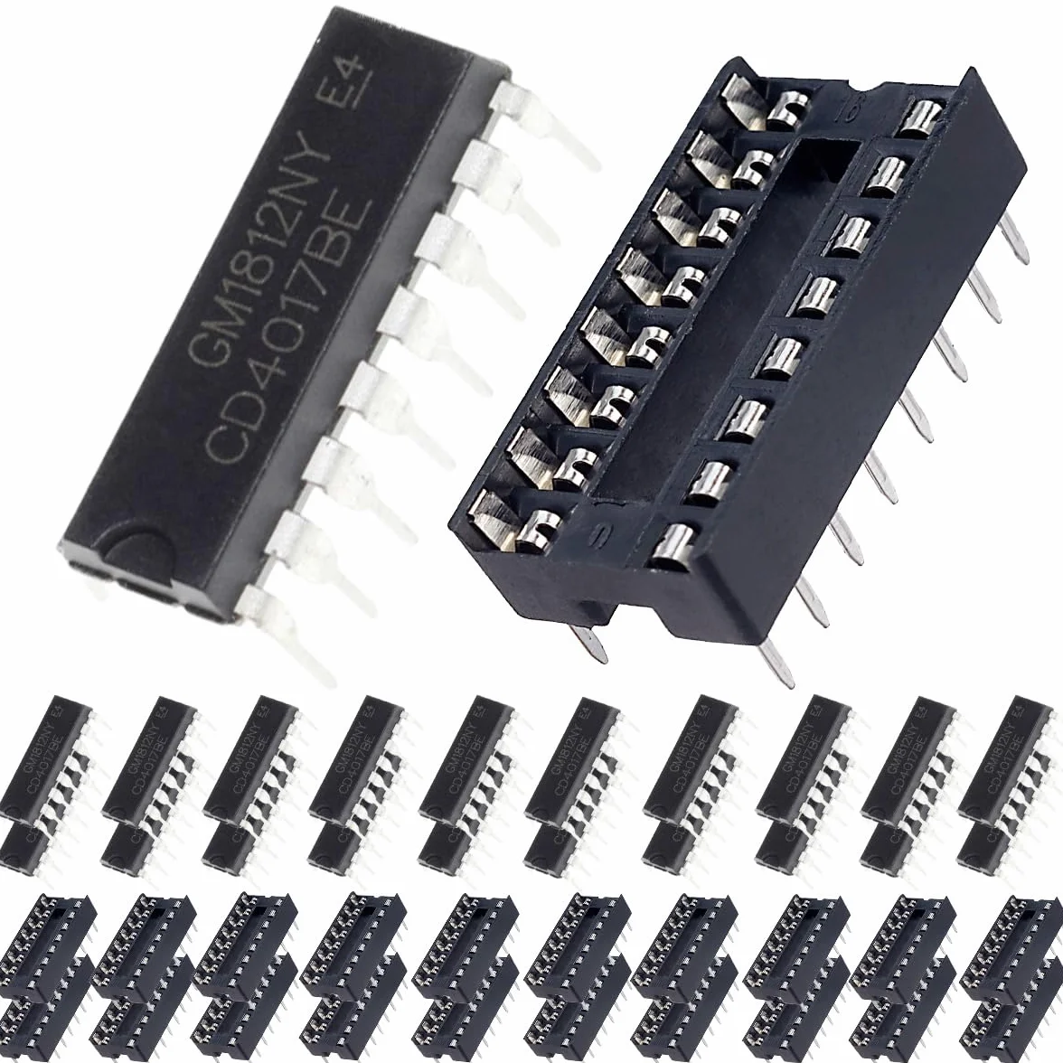 CD4017BE Contatore DIP Contatore IC Contatore decadale CMOS CD4017 Divisore DIP-16 Controllore con zoccolo DIP-16 IC per Arduino Esperimento elettronico fai da te(confezione da 20)