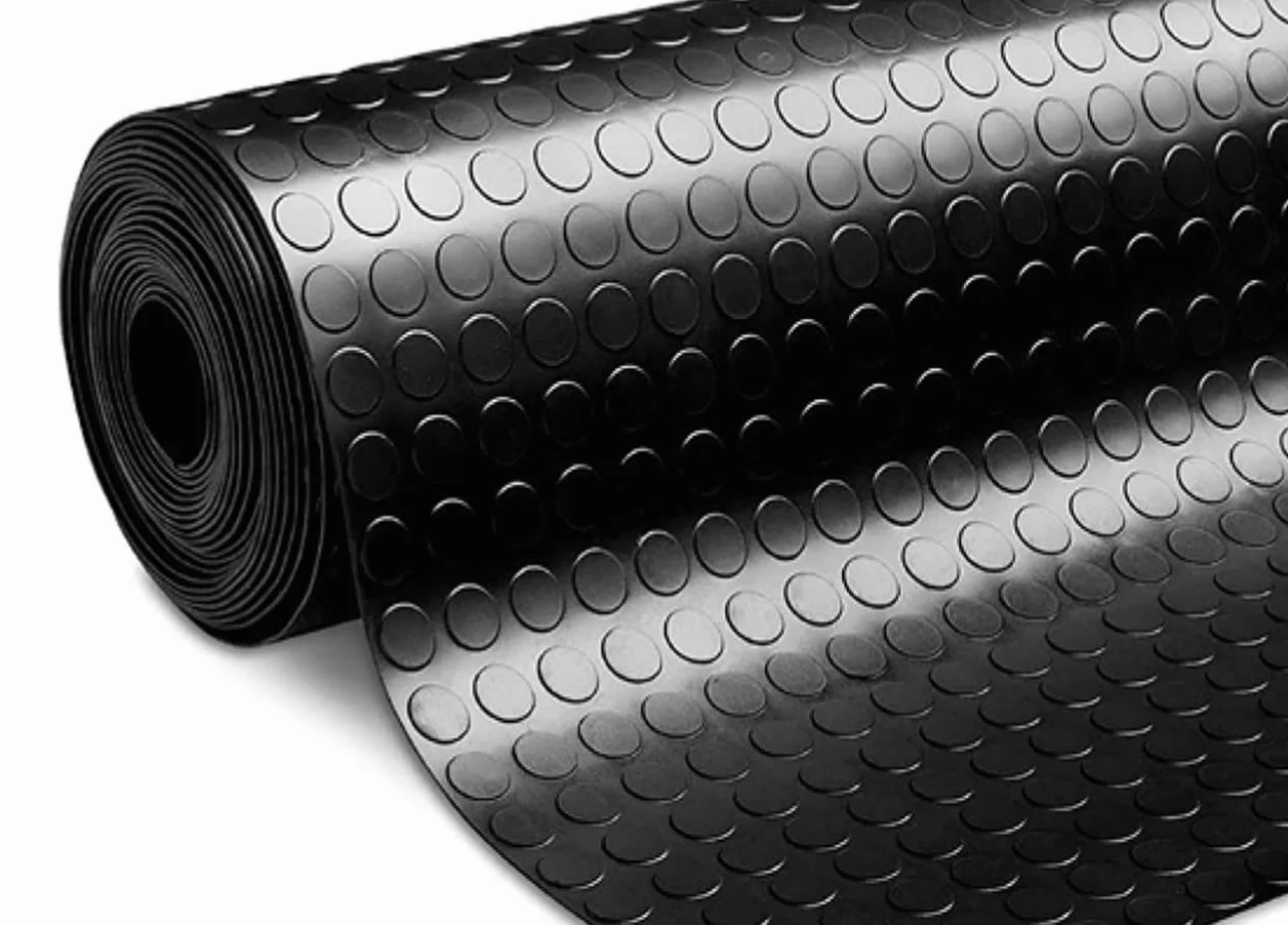 BIANCHERIAWEB Tappeto Rivestimento Pavimento Gommato PVC con Bolle Colore Nero Bollato 100x200 Floor Nero