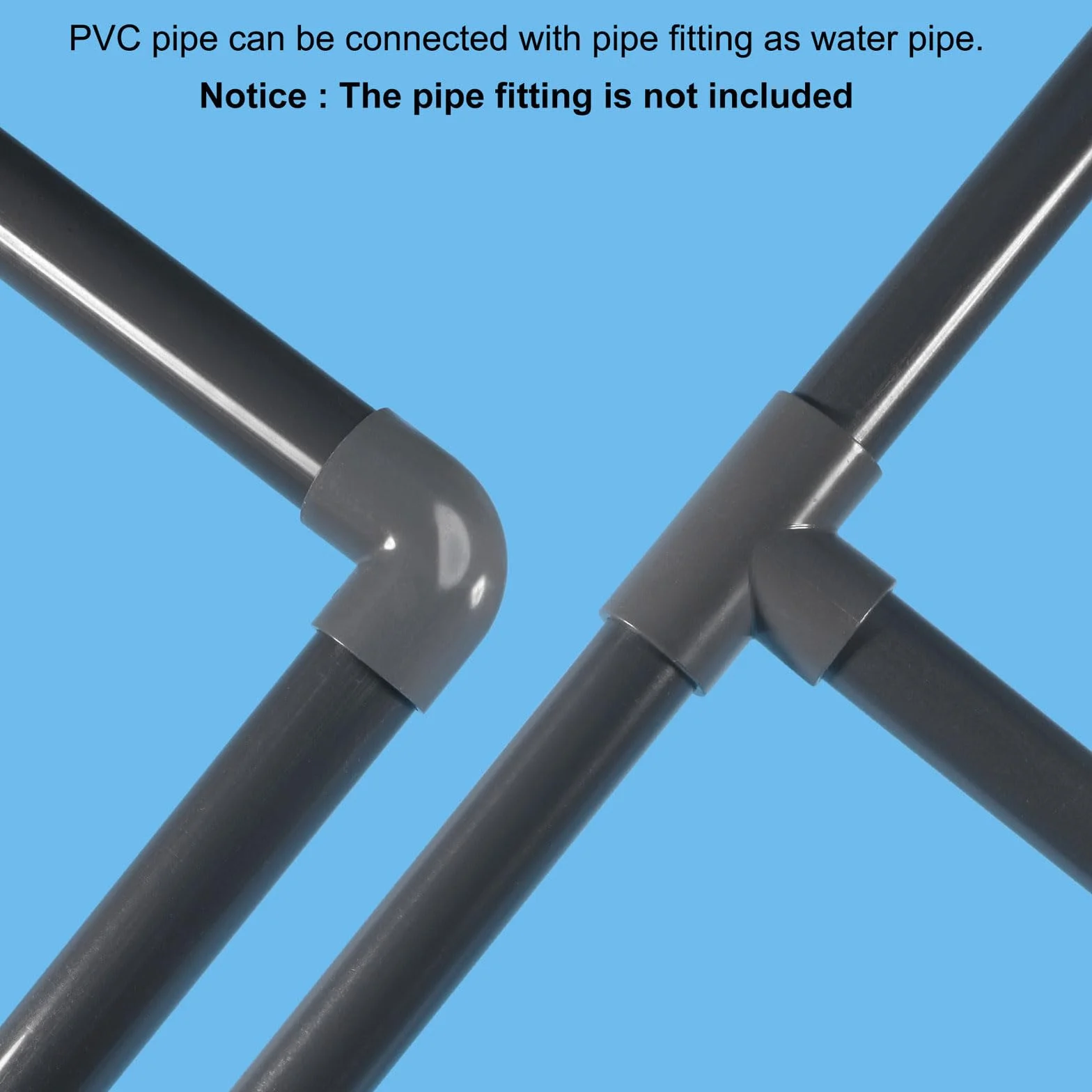 Tubo Rigido in PVC 9mm ID 11mm OD 9" Grigio Scuro per Artigianato, Guaina Cavi 2pz