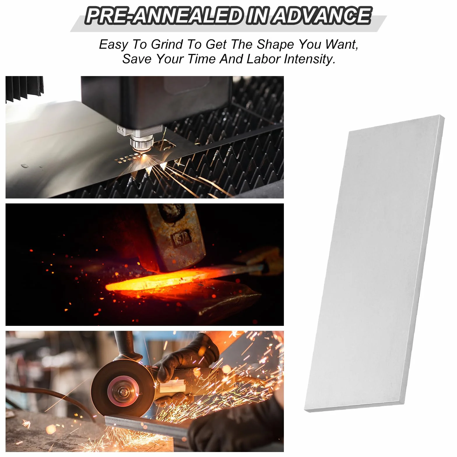 PATIKIL Acciaio 15N20 Realizzazione Coltelli 4" x 1-1/2" x 1/8" Piatto Lamiera Ricotto