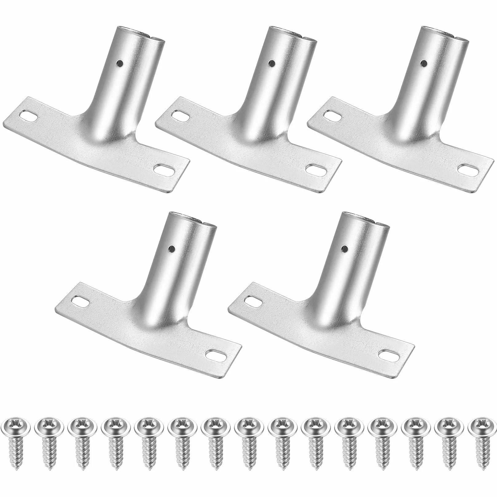 5 supporti per scopa, supporto per manico in metallo per scopa, supporto per scopa fino a Ø 23,5 mm, con 15 viti