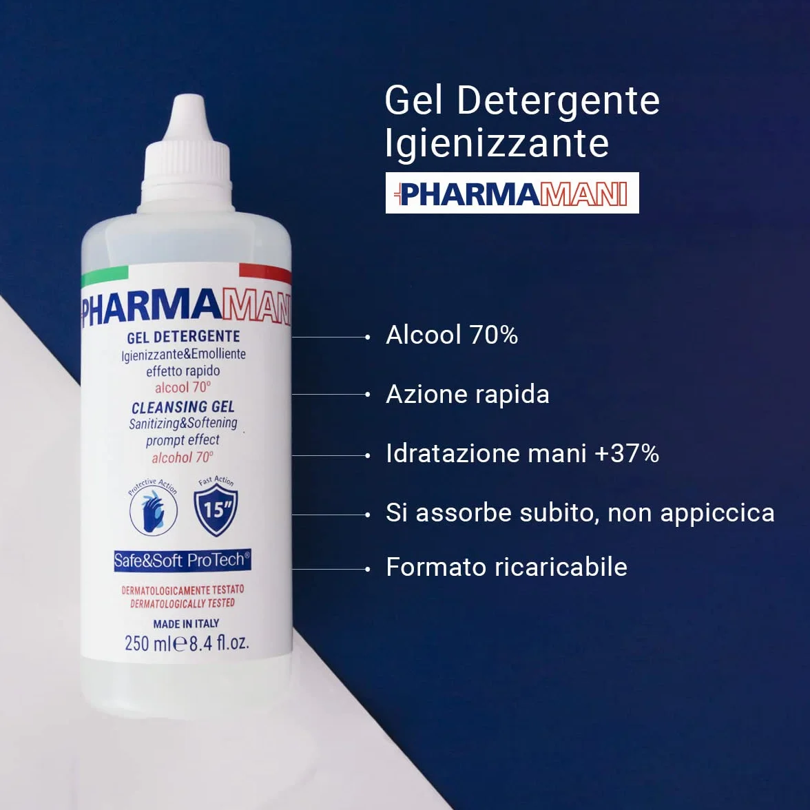 Pharmamani Gel Igienizzante Mani 70% Alcool 250 ml 2 Pezzi