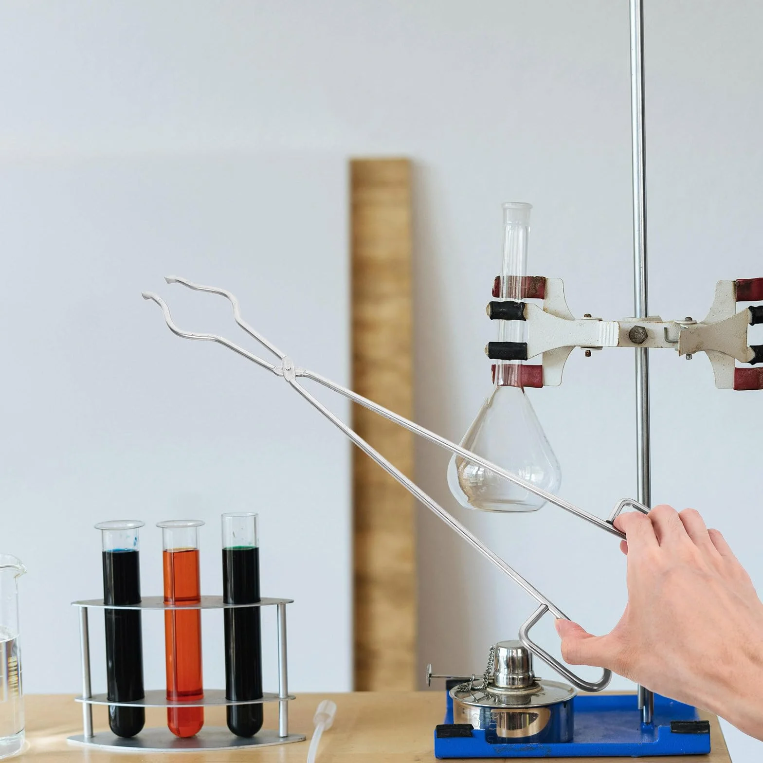 SMASOLO Pinza per Crogioli in Acciaio Inossidabile 50 CM a Mezza Bocca, Strumento di Fusione Metalli per Uso Professionale in Laboratorio di Biochimica
