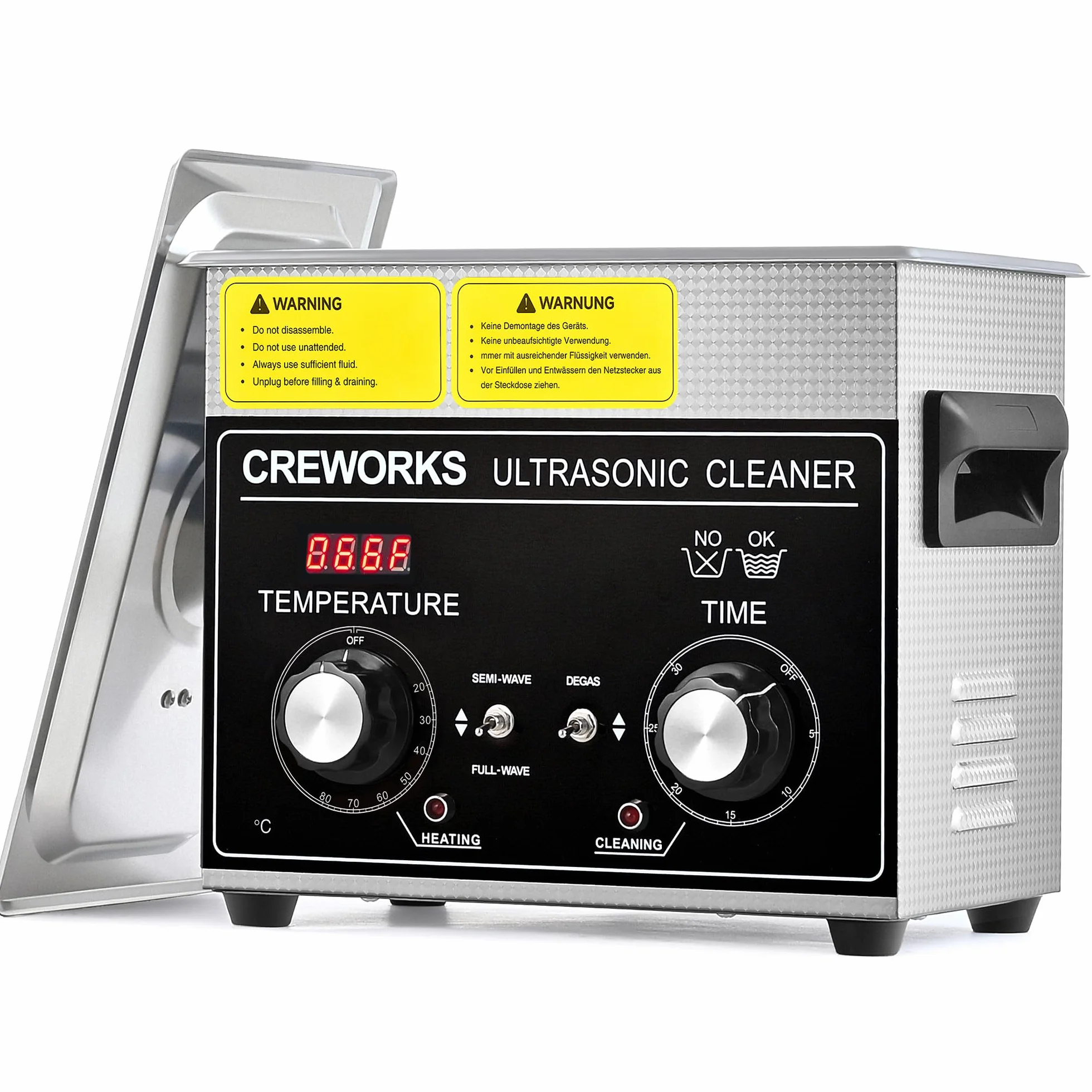 Pulitore Ultrasuoni 3L 120W Acciaio Inossidabile con Riscaldatore Timer Degas