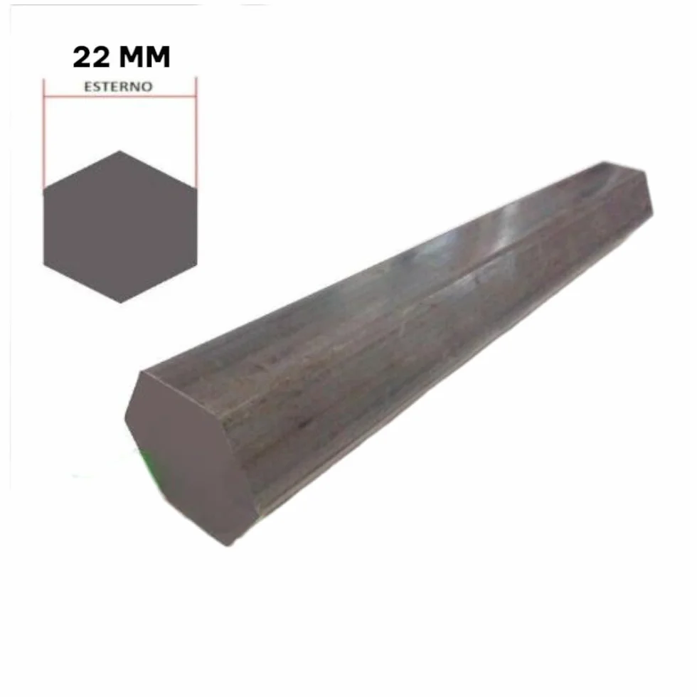 BARRA TUBO ASSE ESAGONALE FERRO PIENO 22mm 50cm