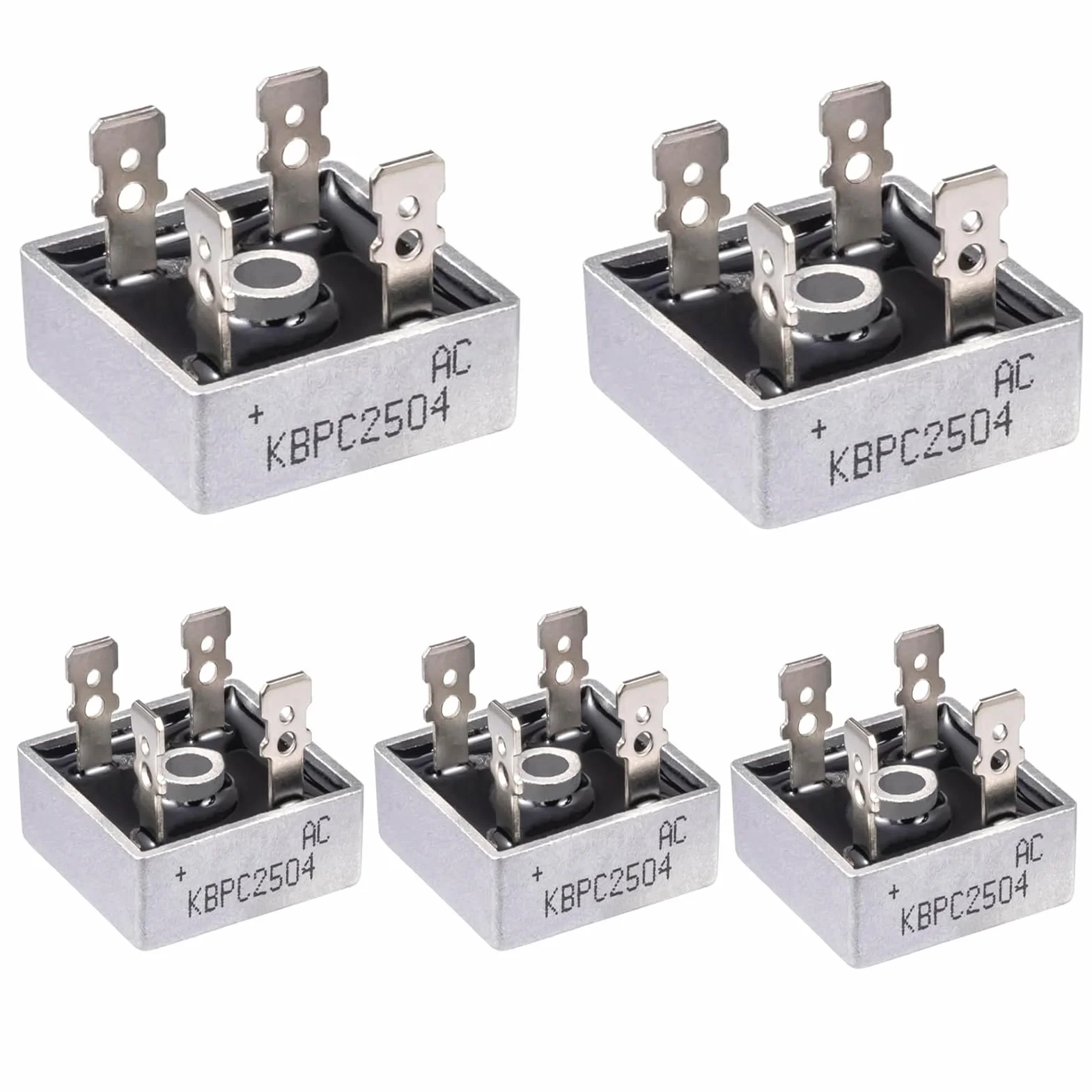 5 pezzi KBPC2504 raddrizzatore a ponte Diodo 25A 400V Diodo raddrizzatore a ponte KBPC 2504 Diodo raddrizzatore a ponte Diodi monofase a onda intera 25Ampere 400Volt 4 Pin foro passante