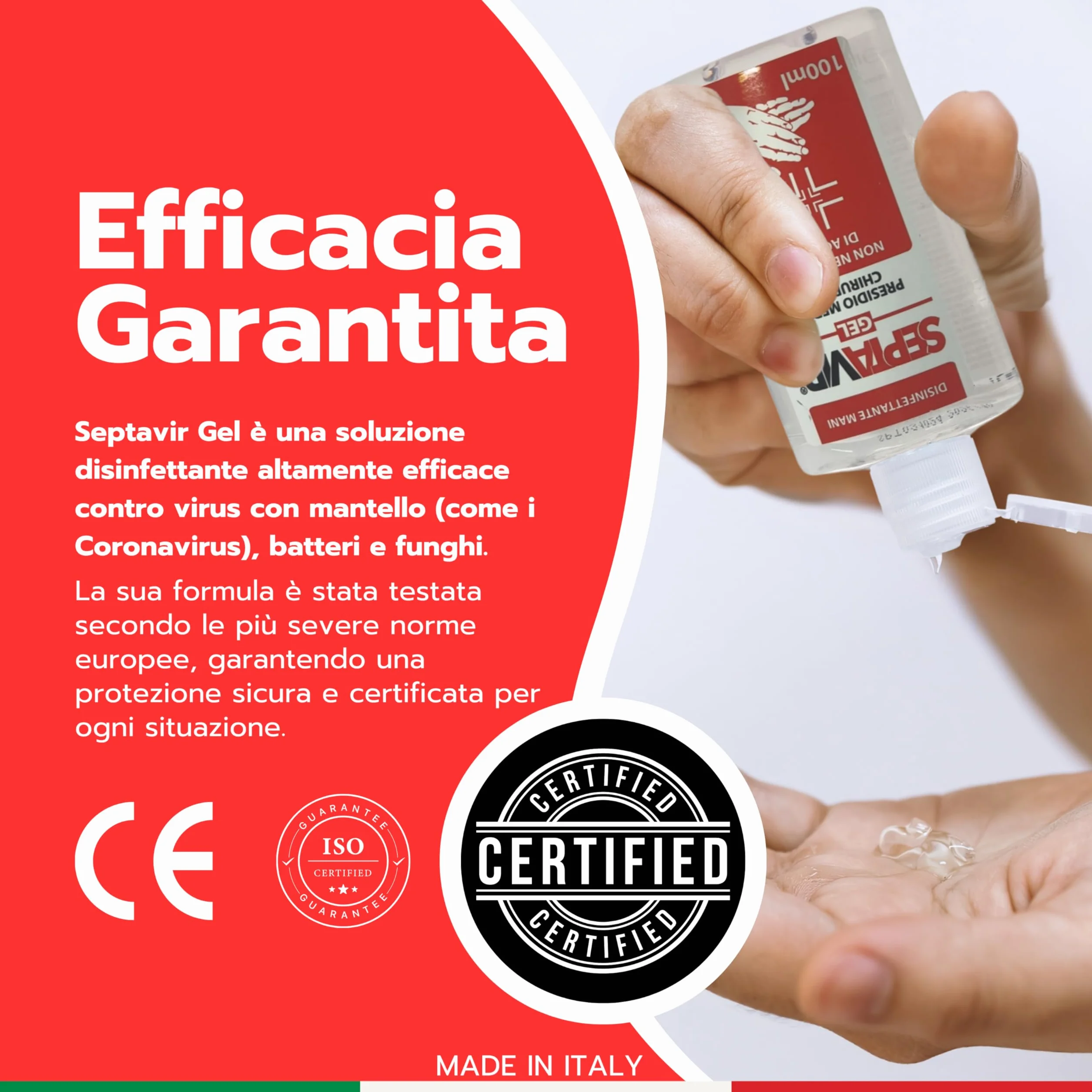 Disinfettante Mani Gel 100ml Pronto all’Uso Presidio Medico Chirurgico Senza Risciacquo