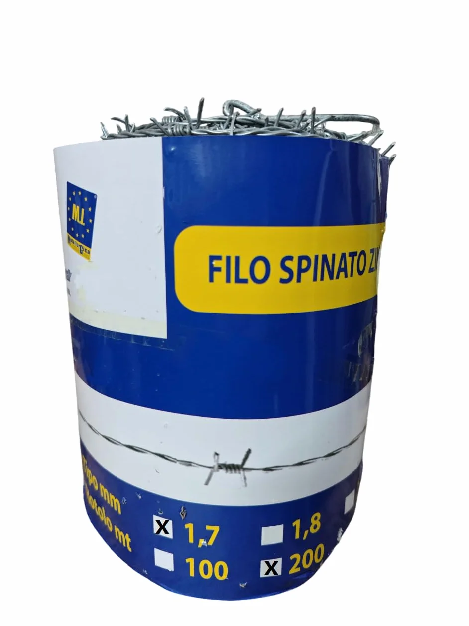 Filo Spinato Zincato 1,7mm 200m Rotolo Recinzione Barriera Antiarrampicata Flessibile Made in Italy