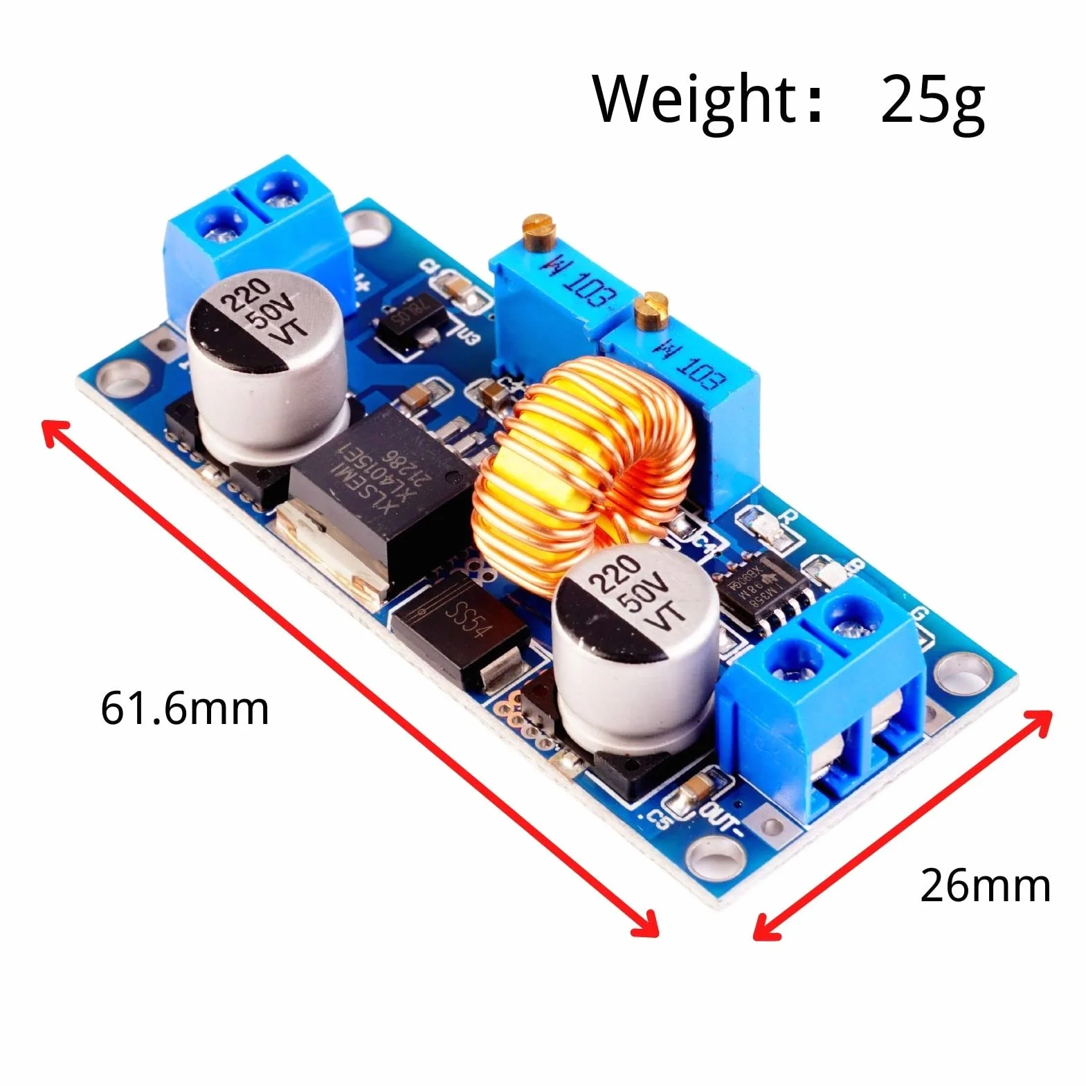 XL4015 LAOMAO Convertitore DC-DC Buck Convertitore di tensione ajustable 5A 8-36V a 1,25-32V Modulo di alimentazione Compatibile con Arduino Raspberry Pi